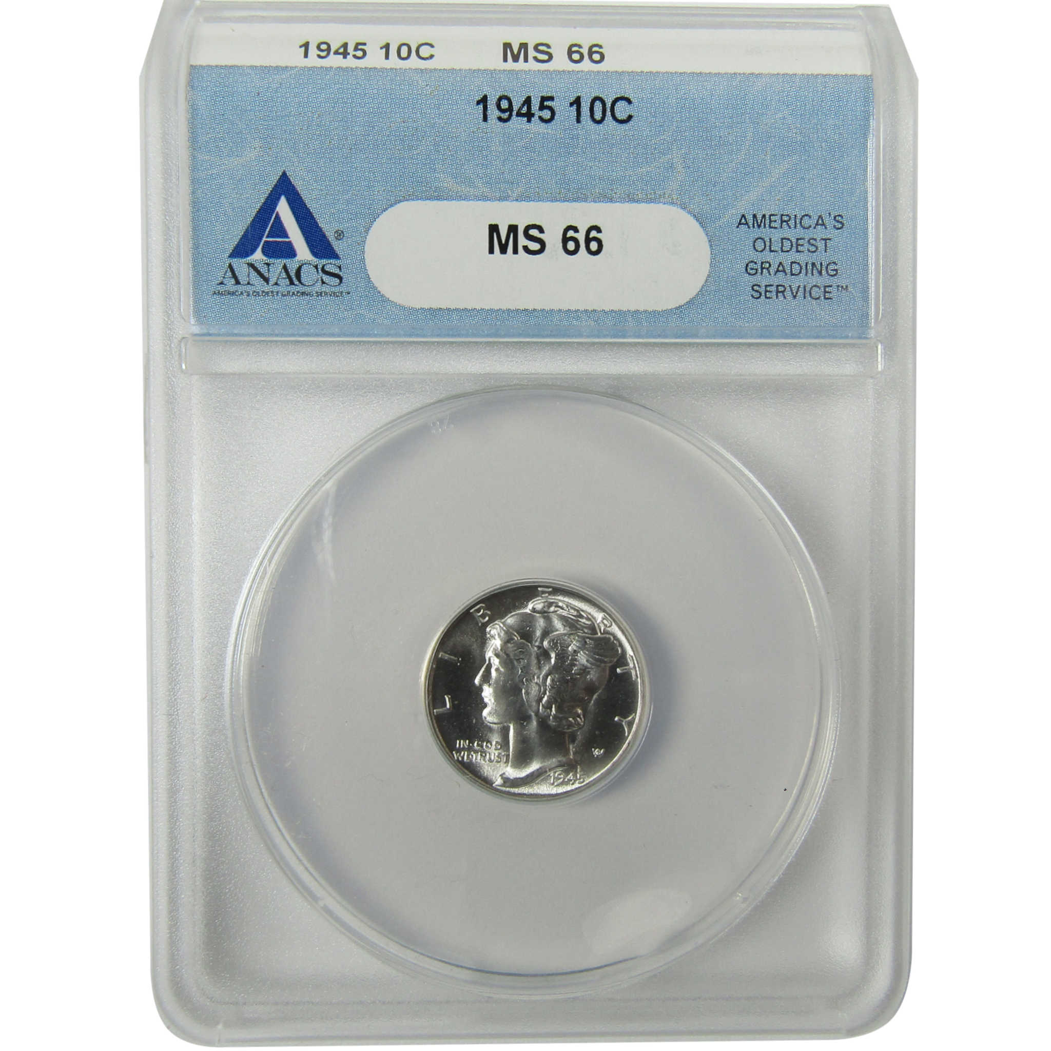 1945 Mercury Silver Dime MS 66 ANACS Uncirculated 10c Coin SKU:I28299
