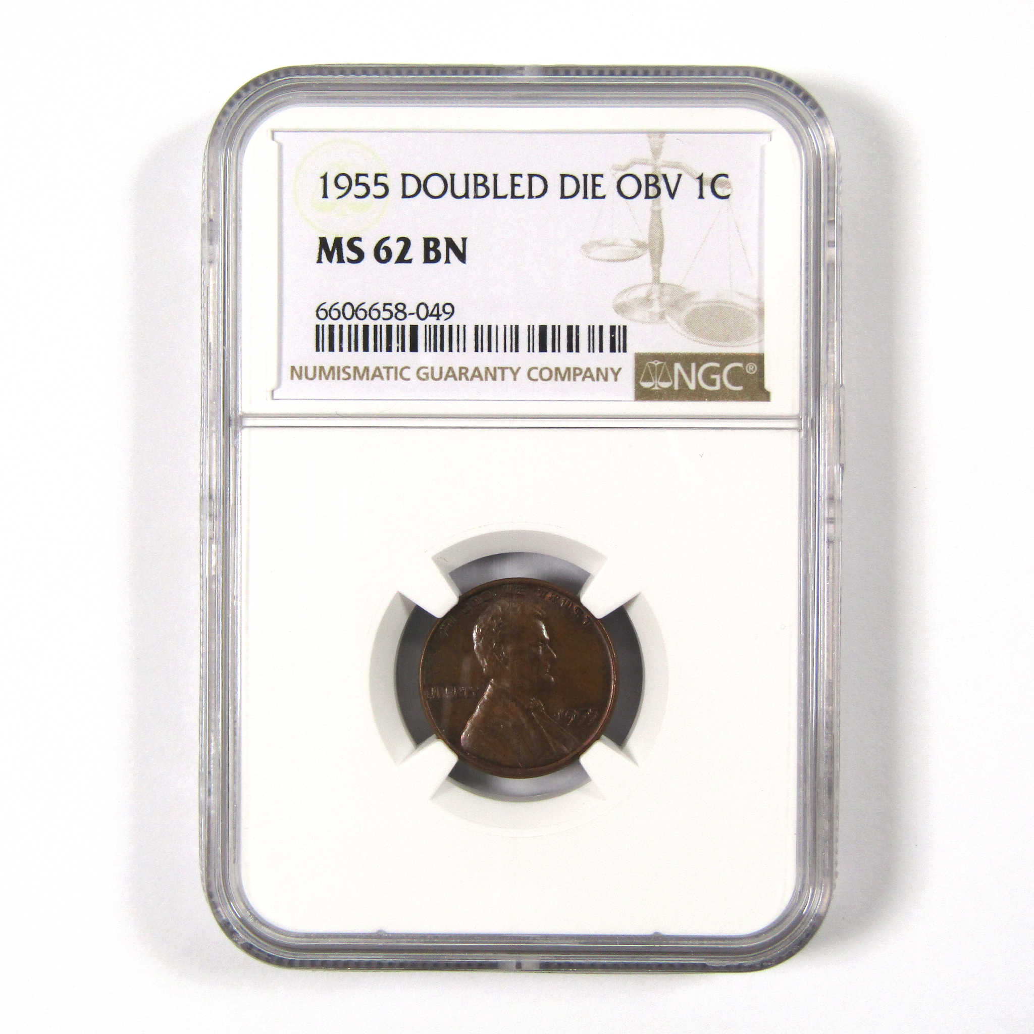 1955 DDO Double Die Obverse Lincoln Wheat Cent MS 62 BN NGC SKU:I8431