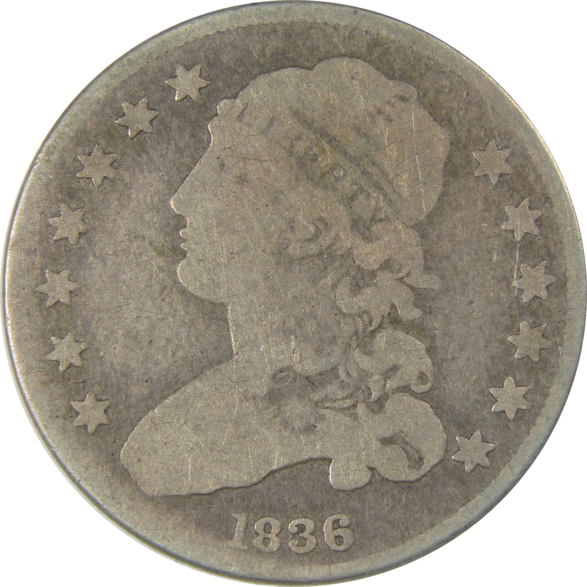 1836 Capped Bust Silver Quarter G Good 25c Coin Collectible SKU:I24225