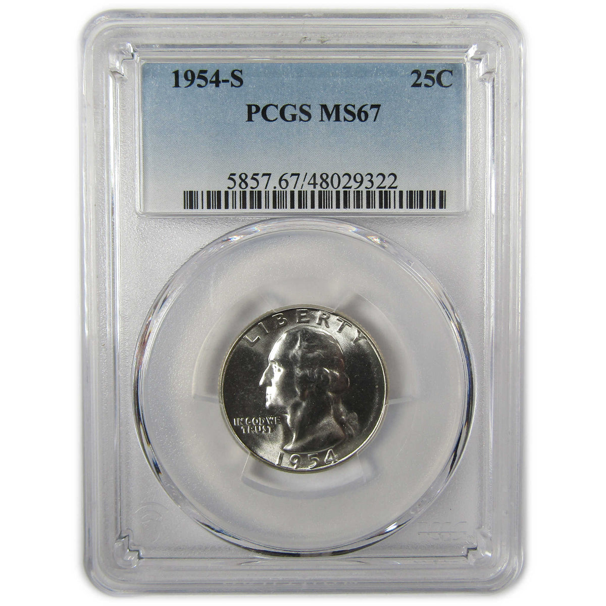 1954 S Washington Silver Quarter MS 67 PCGS 25c Coin SKU:I23409