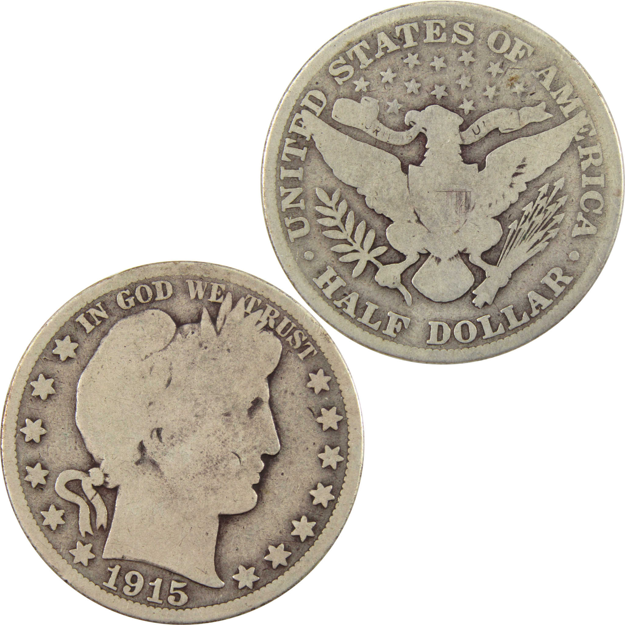 1915 Barber Half Dollar G Good Silver 50c Coin SKU:I11037