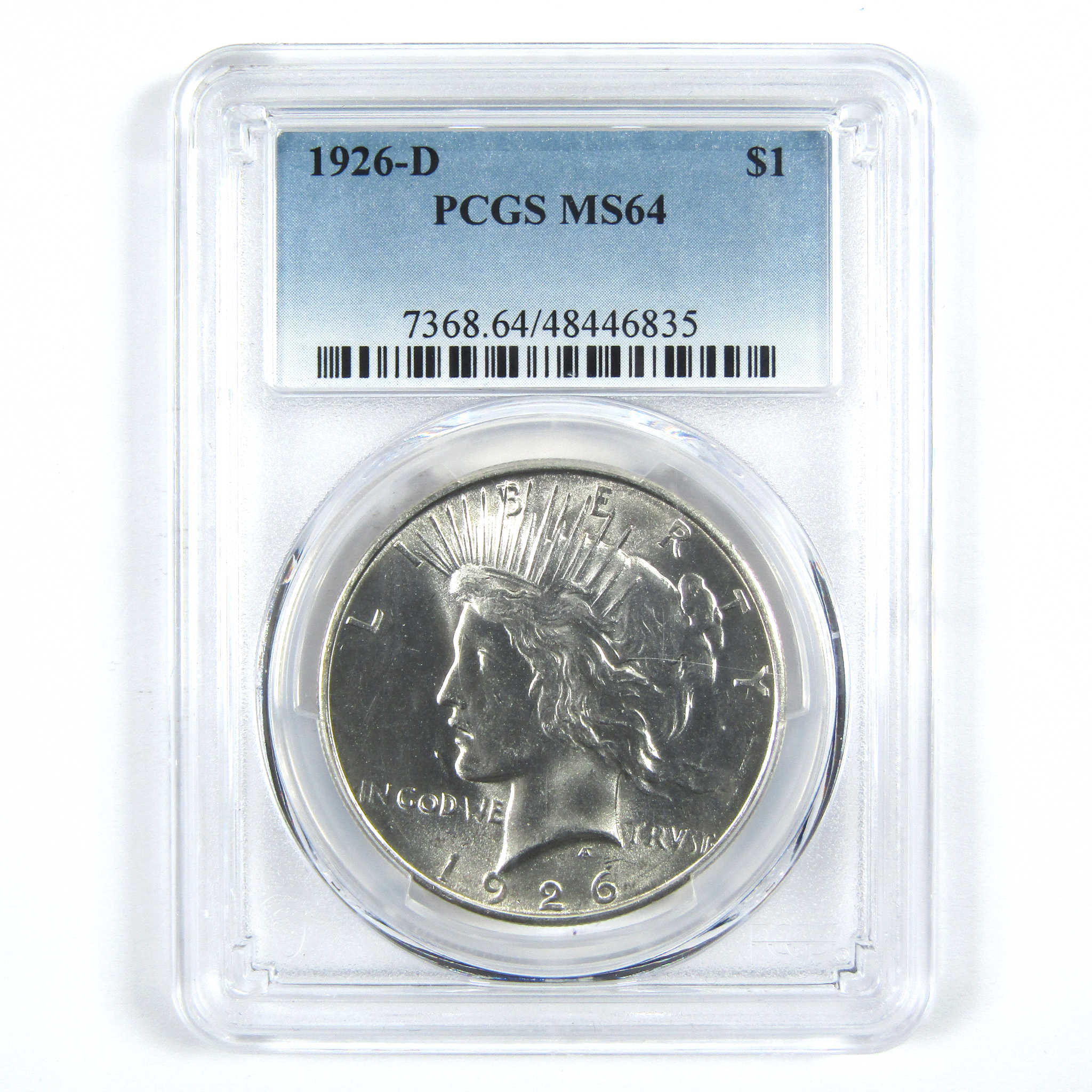 1926 D Peace Dollar MS 64 PCGS Silver $1 Uncirculated Coin SKU:I14463