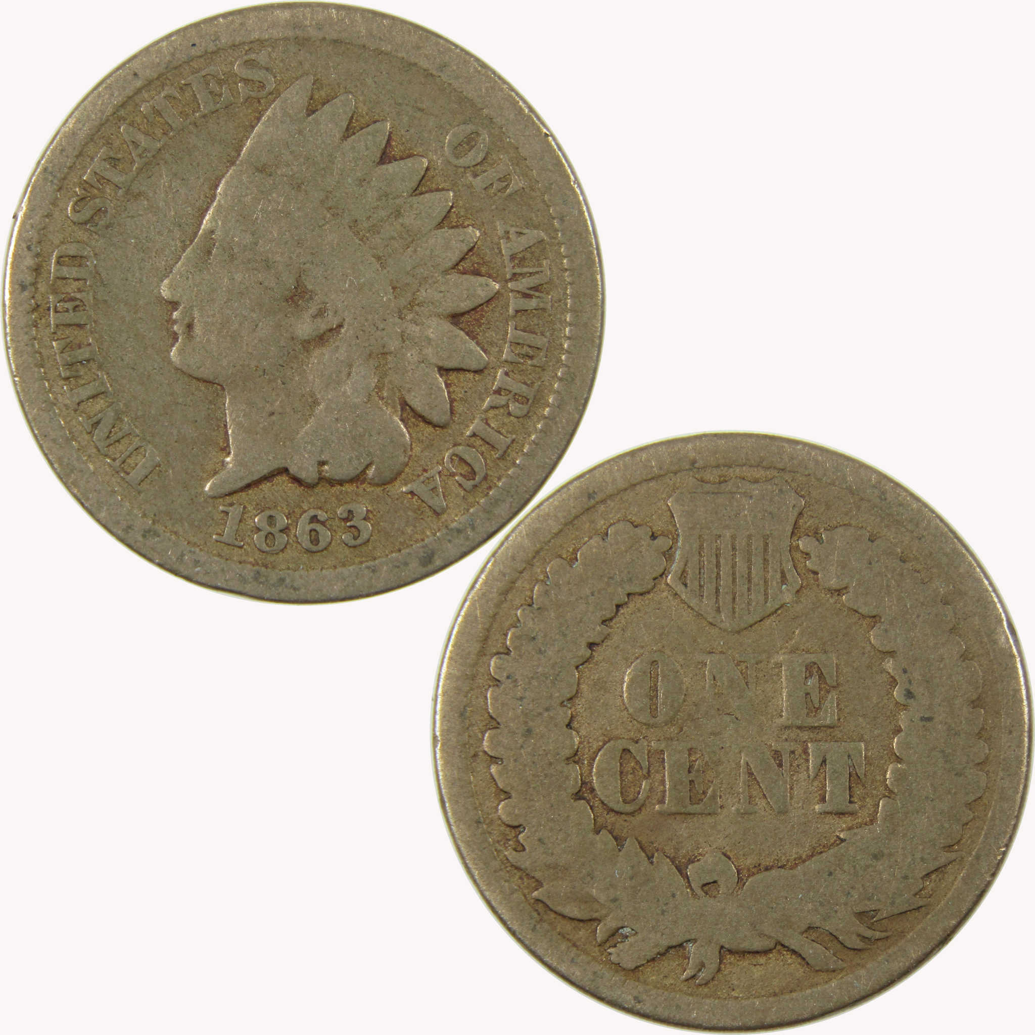 1863 Indian Head Cent G Good Penny 1c Coin SKU:CP1100
