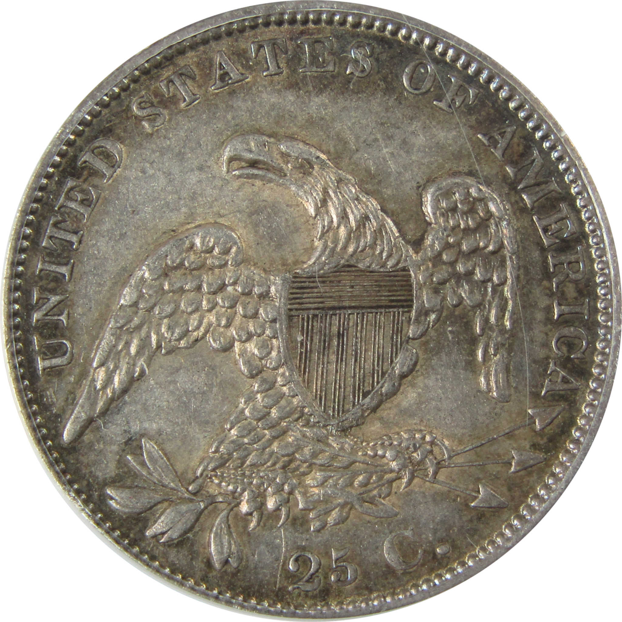 1838 B-1 Capped Bust Silver Quarter MS 60 ANACS Uncirculated SKU:CP571