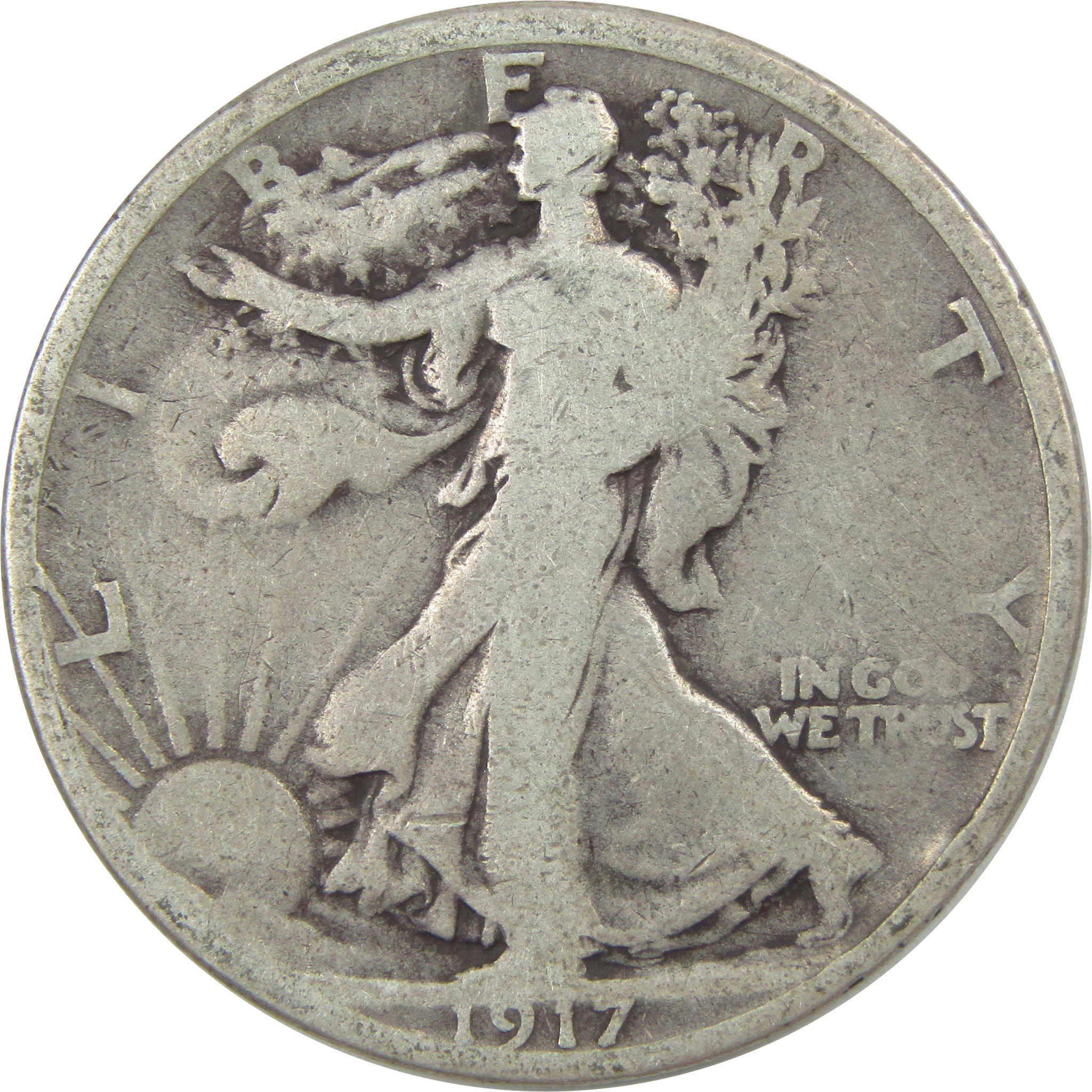 1917 S Reverse Liberty Walking Half Dollar VG Very Good SKU:I15262