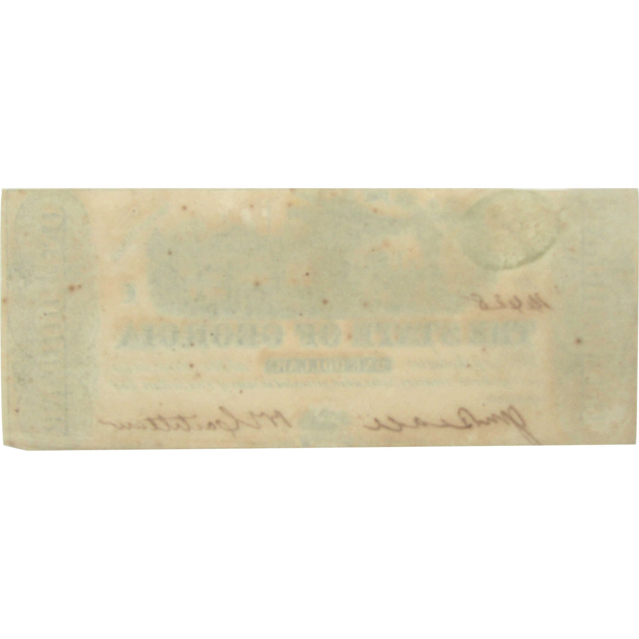 1863 $1 State of Georgia Confederate Note XF Extremely Fine or Better