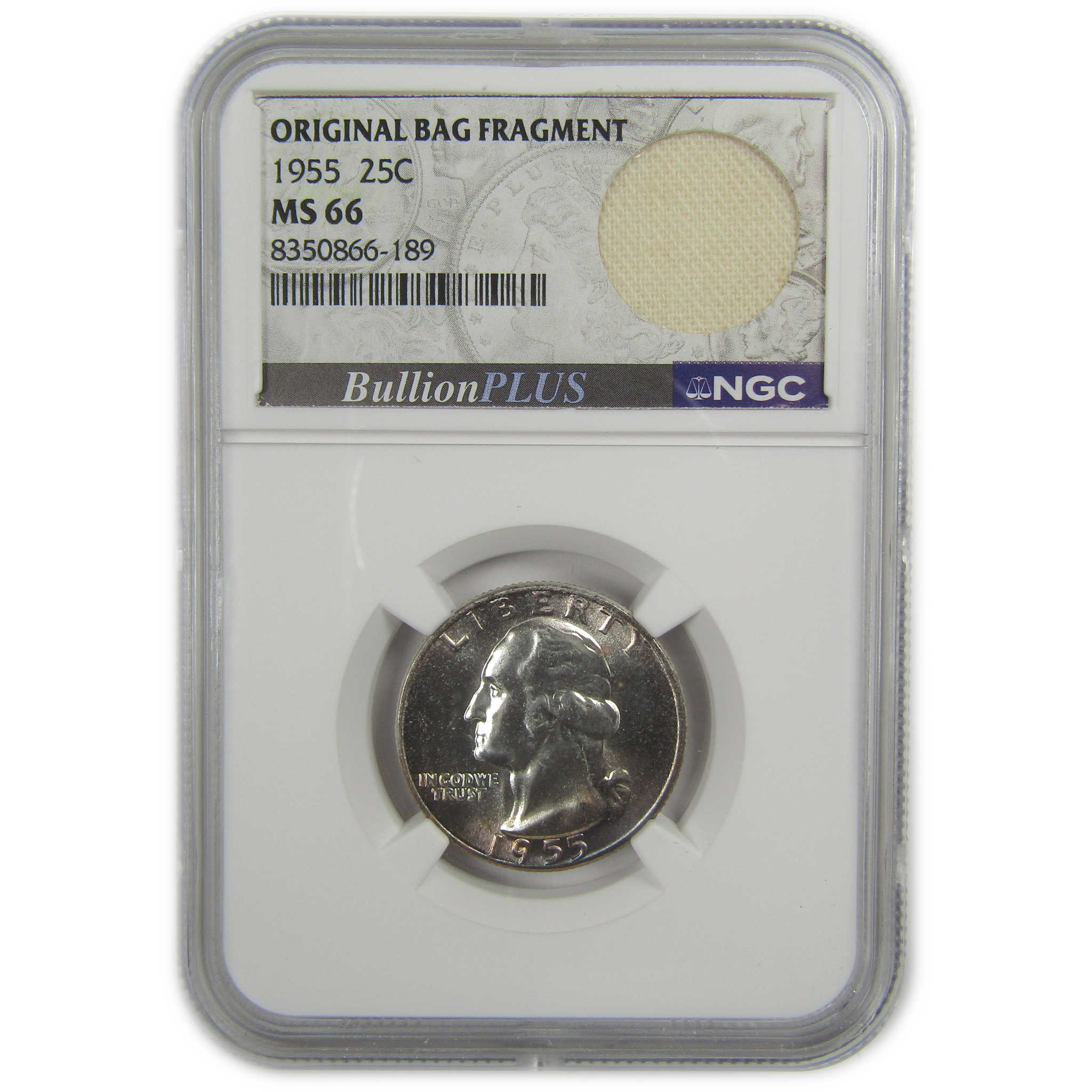 1955 Washington Quarter MS 66 NGC Silver Bag Fragment SKU:I20526