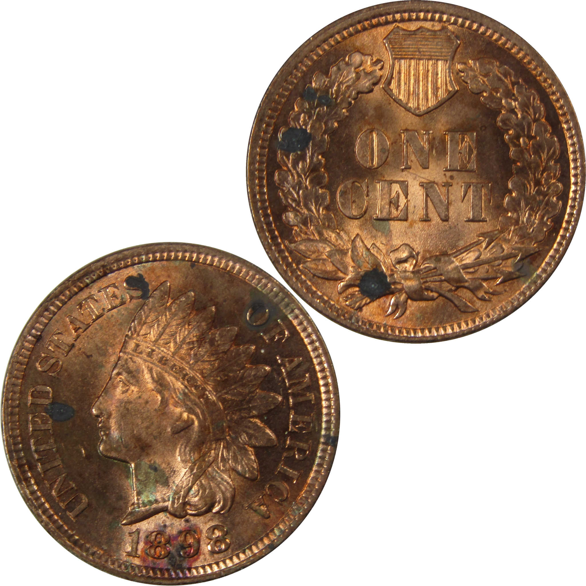 1898 Indian Head Cent AU About Uncirculated Details Penny SKU:I26951