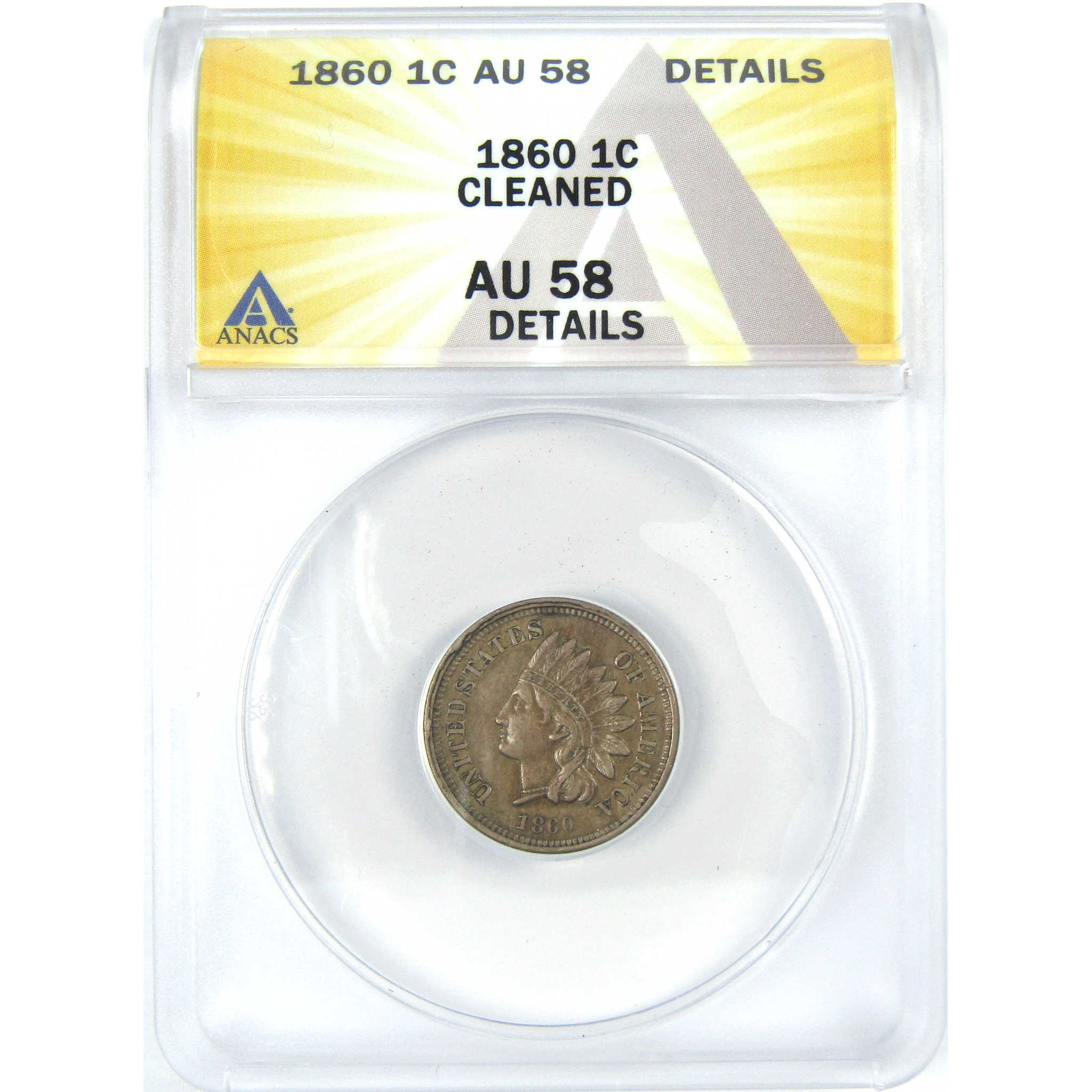 1860 Indian Head Cent AU 58 Details ANACS Copper-Nickel SKU:I16062