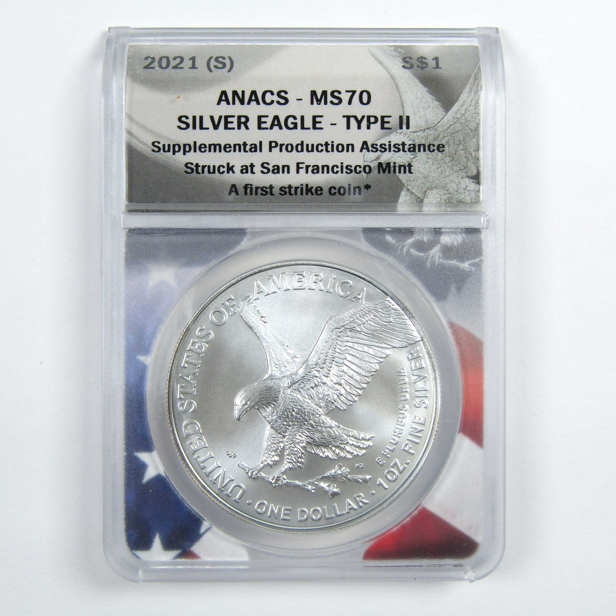 2021 (S) Type 2 American Silver Eagle MS 70 ANACS $1 SKU:CPC7833