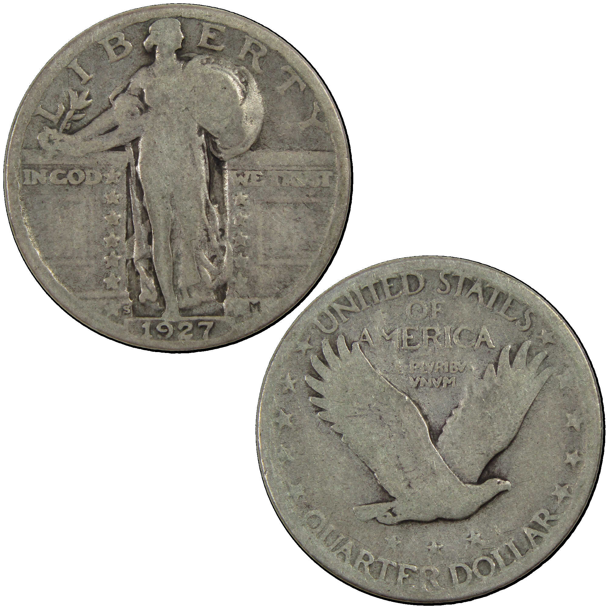 1927 S Standing Liberty Quarter G/VG Good Very Good Silver SKU:I12943