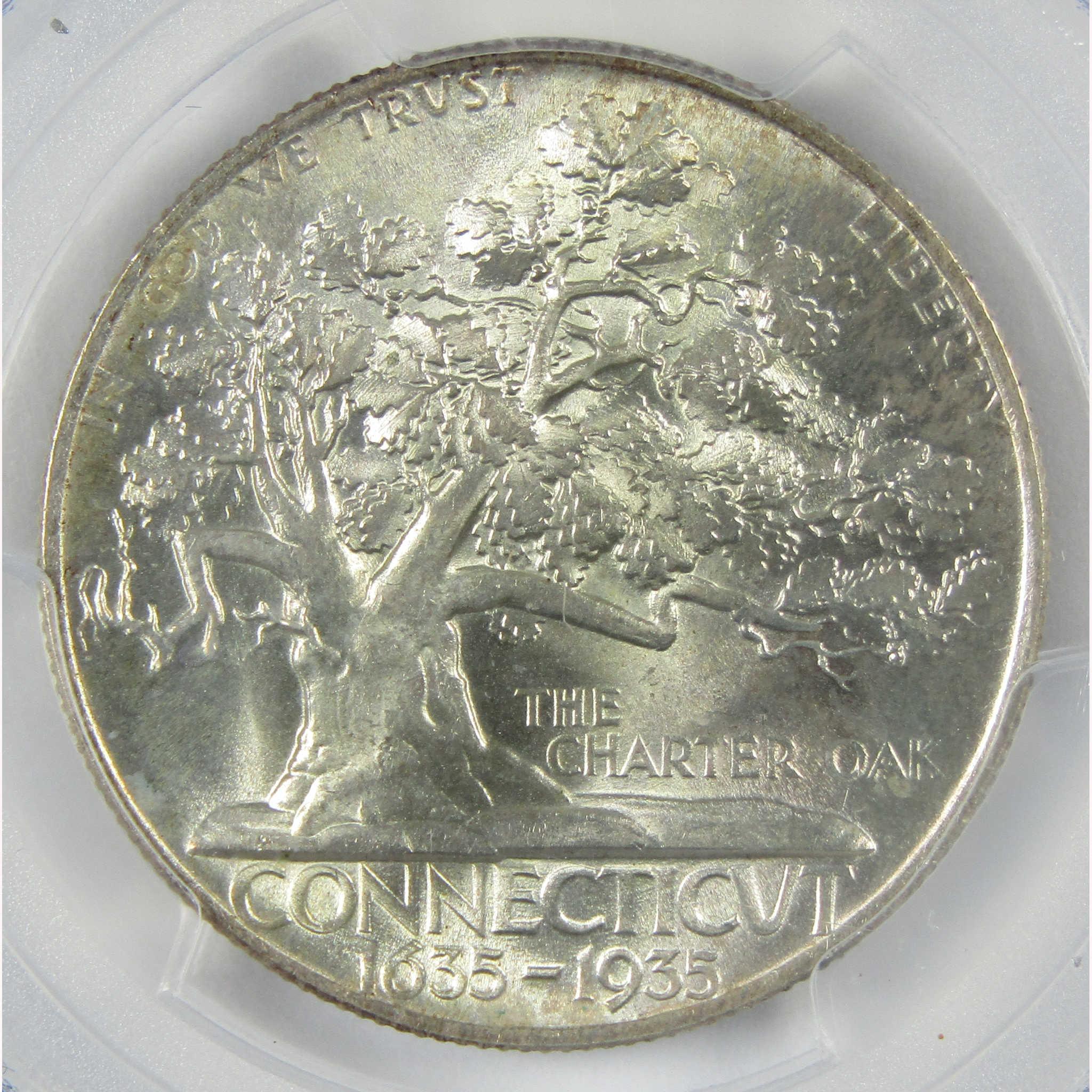 1935 Connecticut Commemorative Silver Half Dollar MS 66 PCGS 50c Coin
