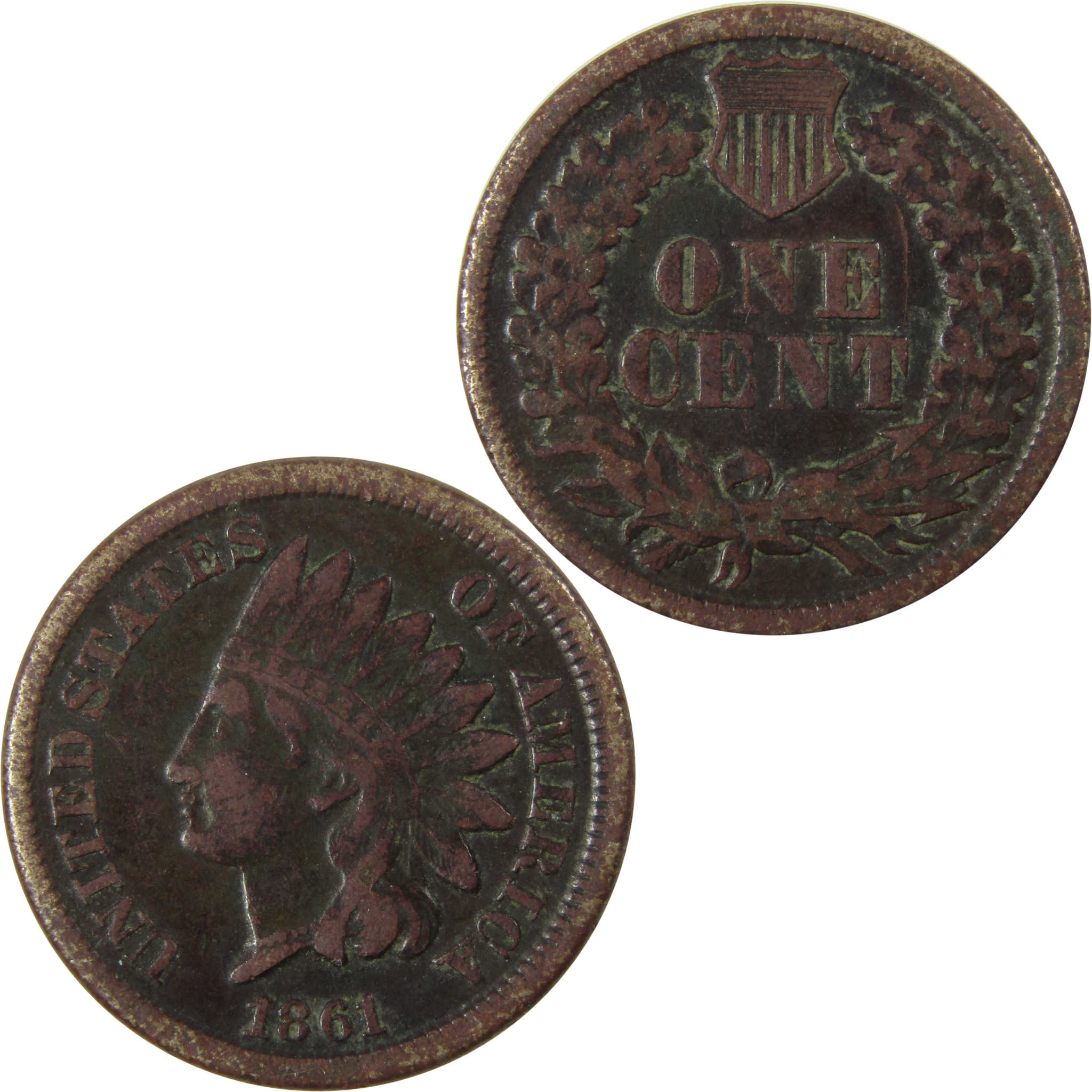 1861 Indian Head Cent F Fine Details Penny 1c Coin SKU:CP1186