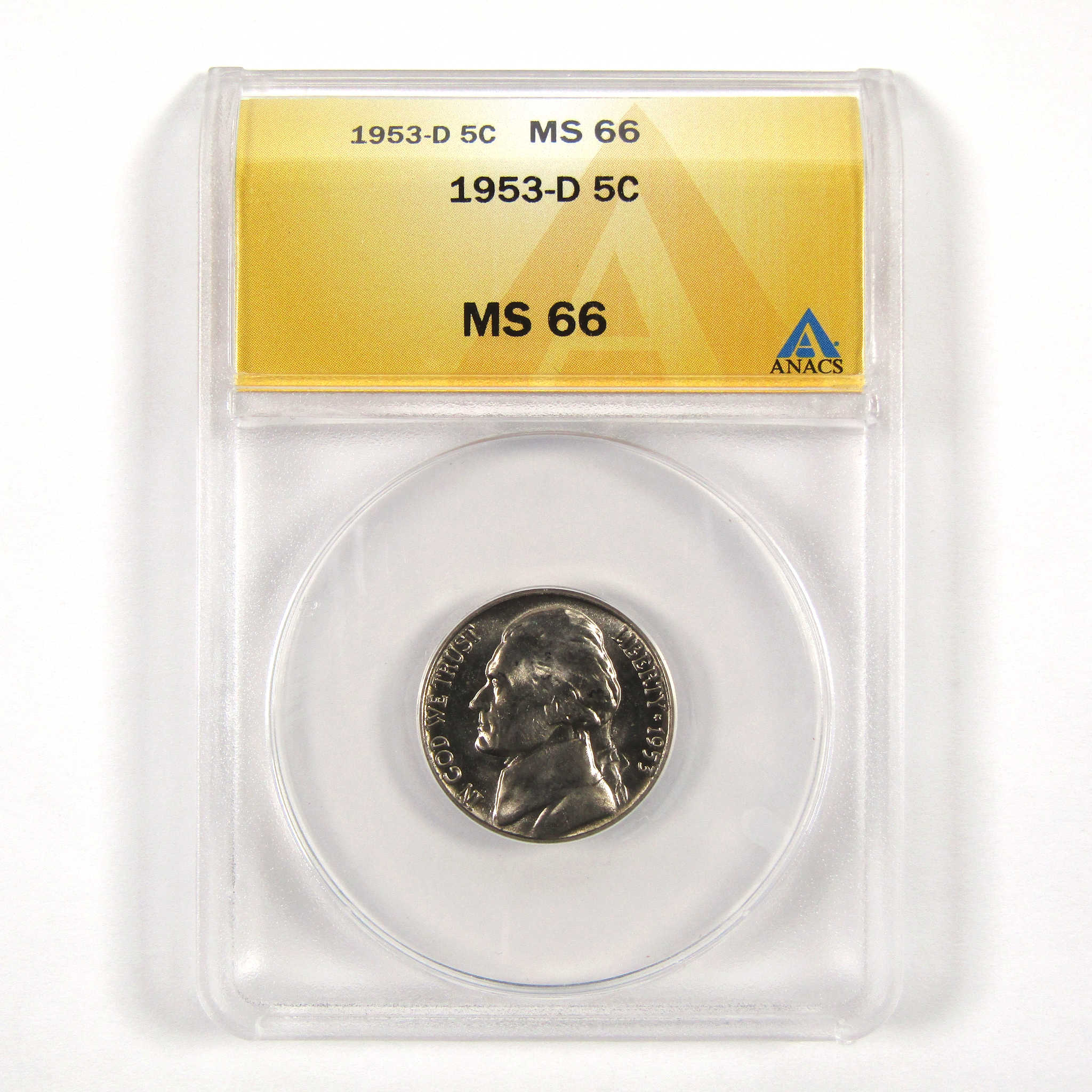 1953 D Jefferson Nickel MS 66 ANACS 5c Uncirculated Coin SKU:CPC4234