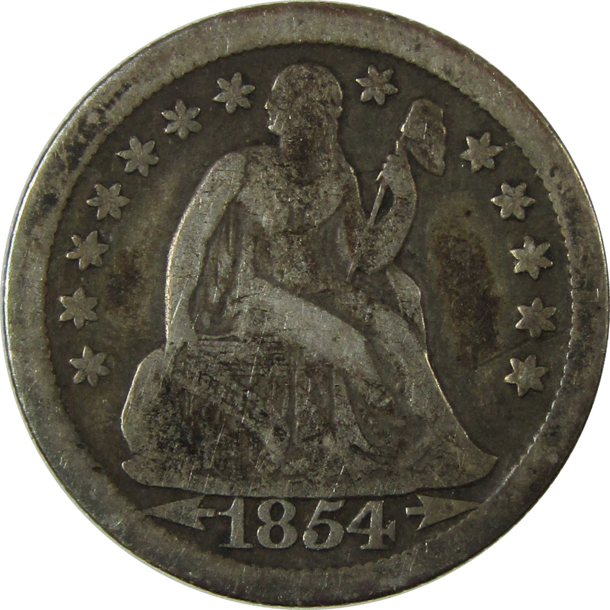 1854 O Seated Liberty Silver Dime VG Very Good 10c Coin SKU:CP1650
