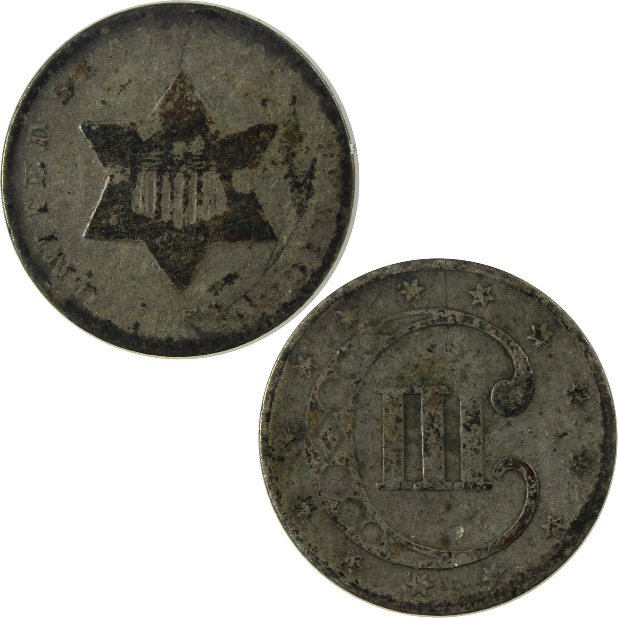 1853 Silver Three Cent Piece AG About Good Trime 3c Coin SKU:I25381