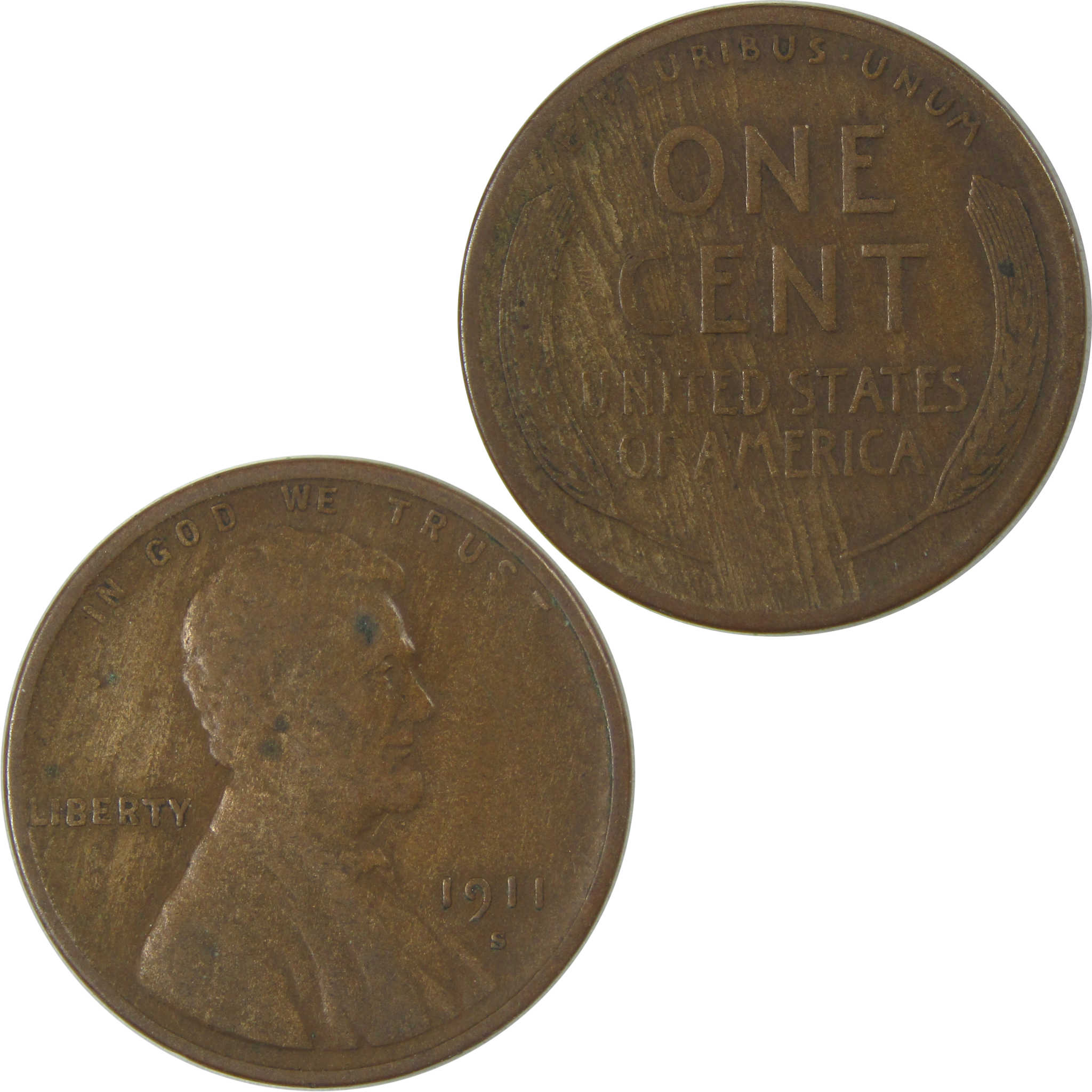 1911 S Lincoln Wheat Cent F Fine Penny 1c Coin Collectible SKU:I23862