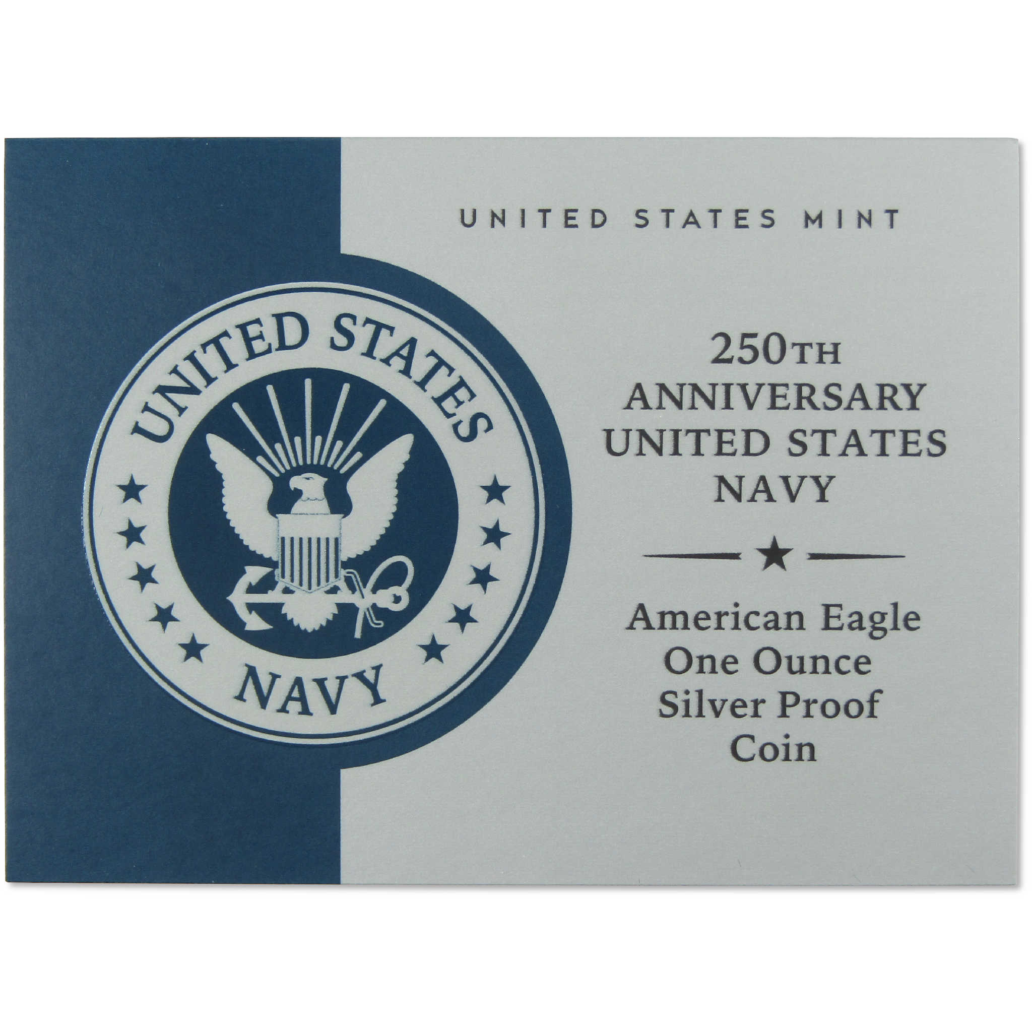 2025 S American Silver Eagle with U.S. Navy Privy Mark Proof OGP COA
