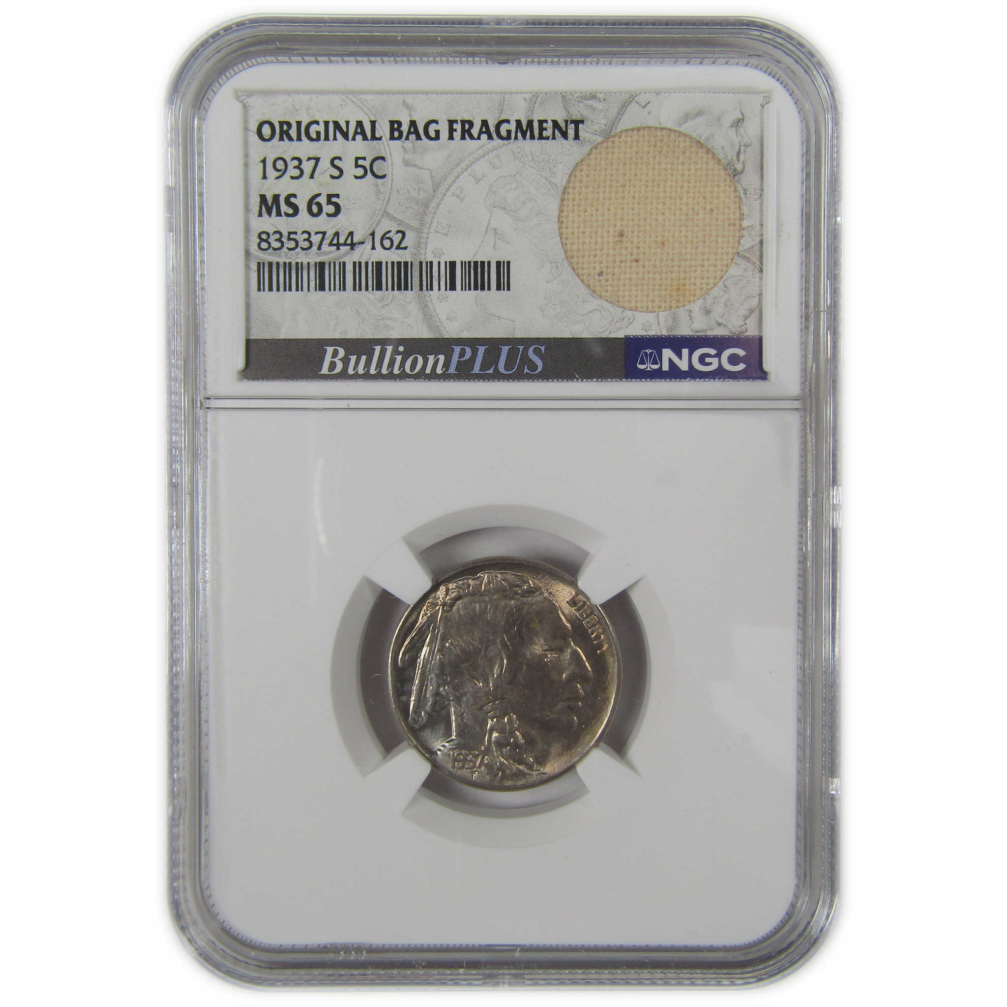 1937 S Indian Head Buffalo Nickel MS 65 NGC Bag Fragment SKU:I22655