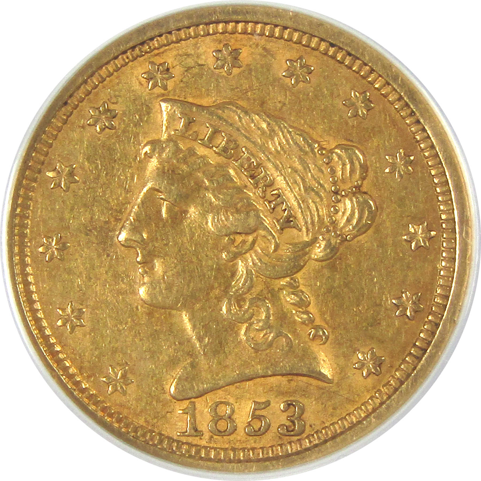 1853 Liberty Head Quarter Eagle AU 55 Details ANACS Gold SKU:I16256