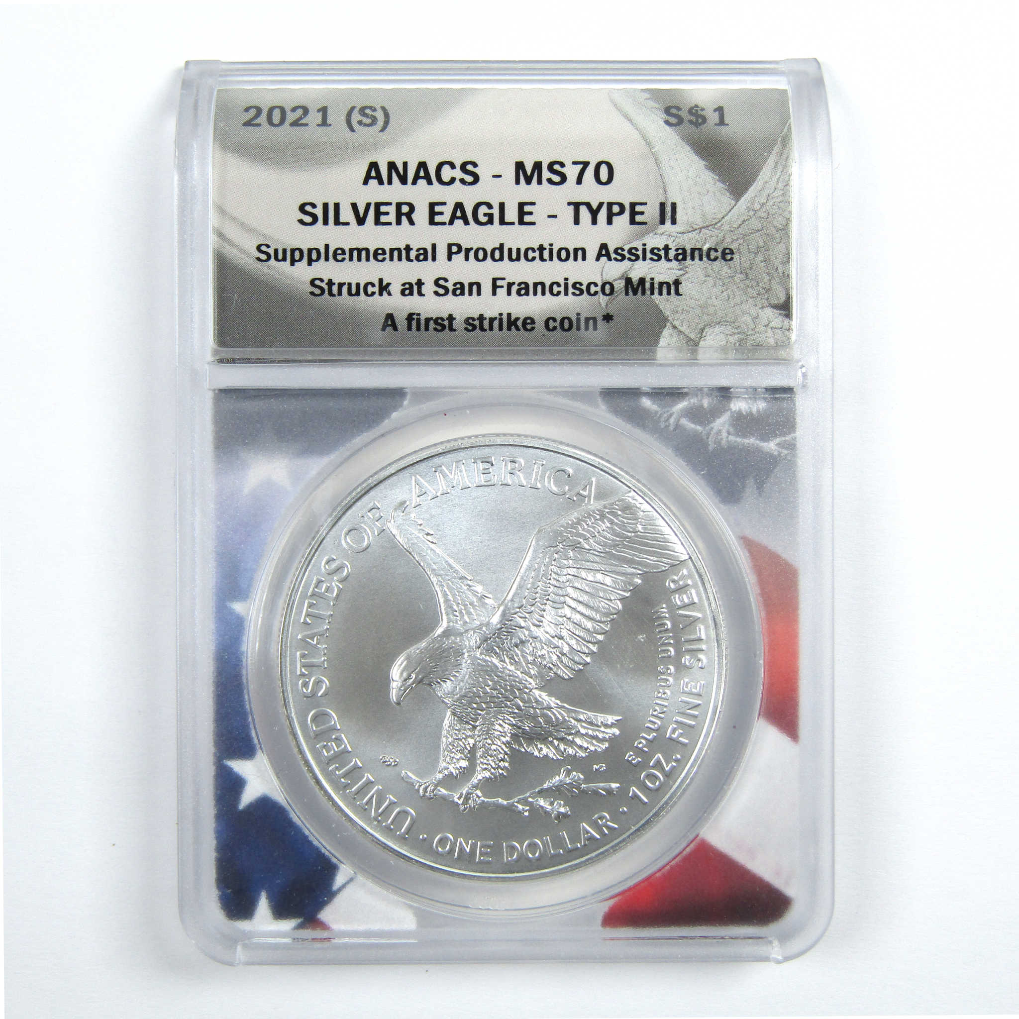 2021 (S) Type 2 American Silver Eagle MS 70 ANACS $1 SKU:CPC7839