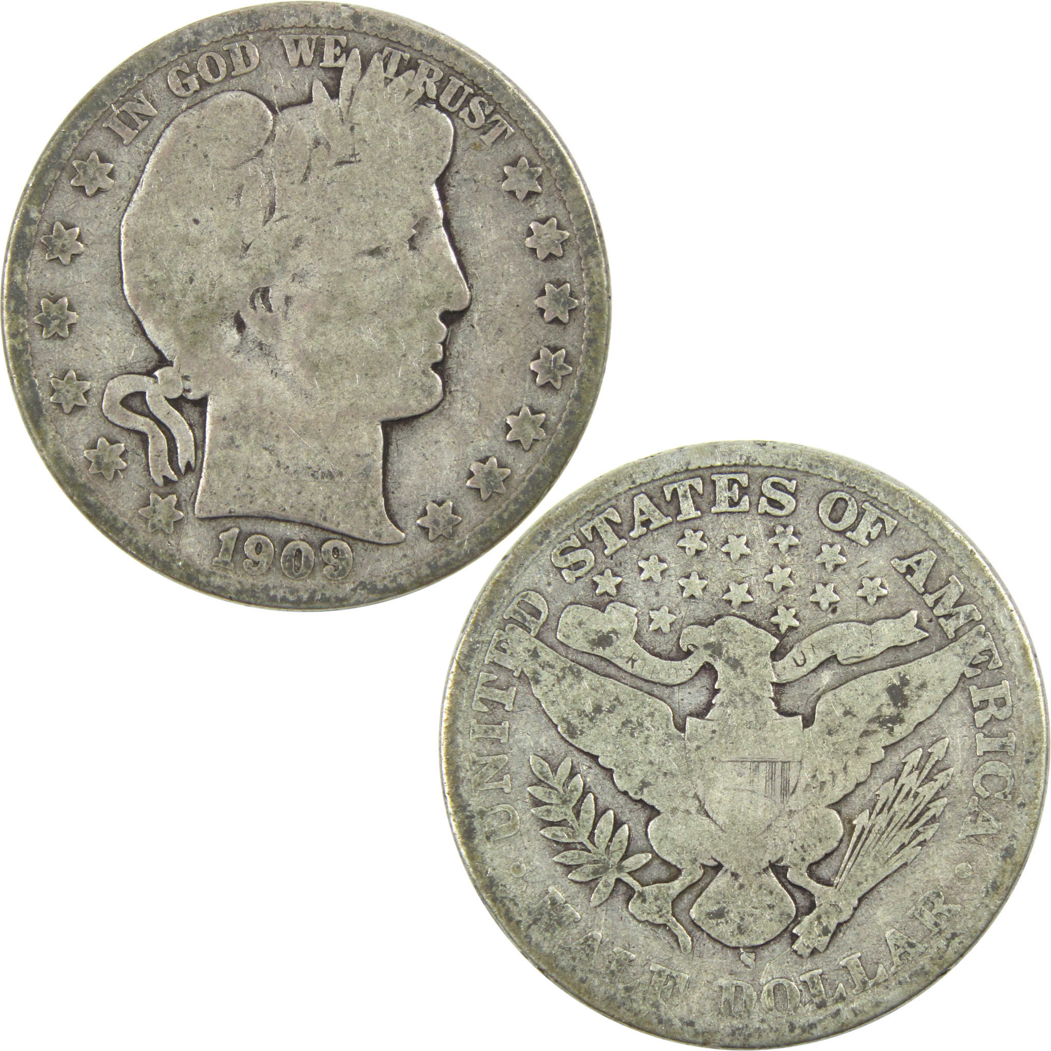 1909 S Barber Half Dollar AG About Good Silver 50c Coin SKU:I13303