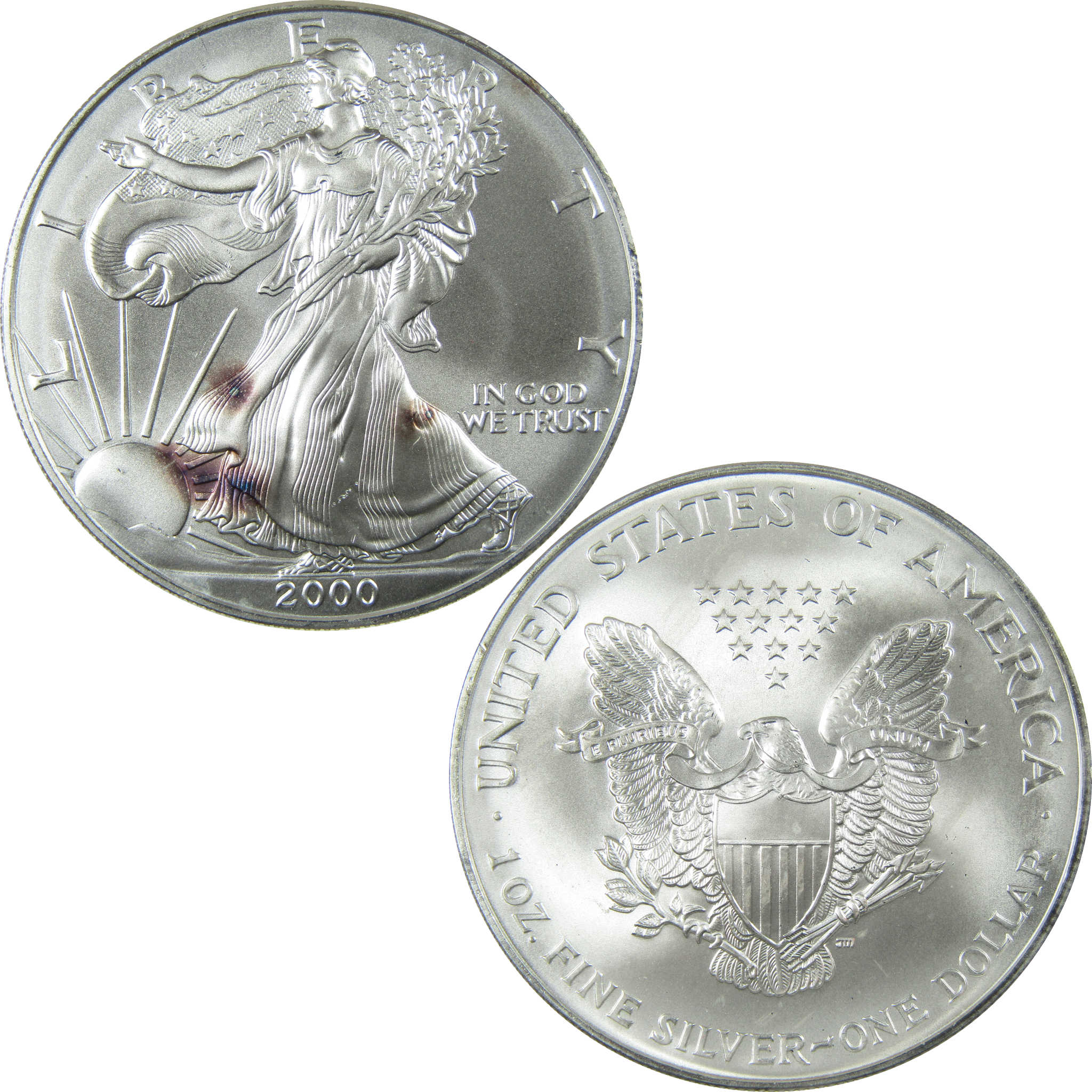 2000 American Silver Eagle Uncirculated Mint State $1 Coin SKU:CP1516