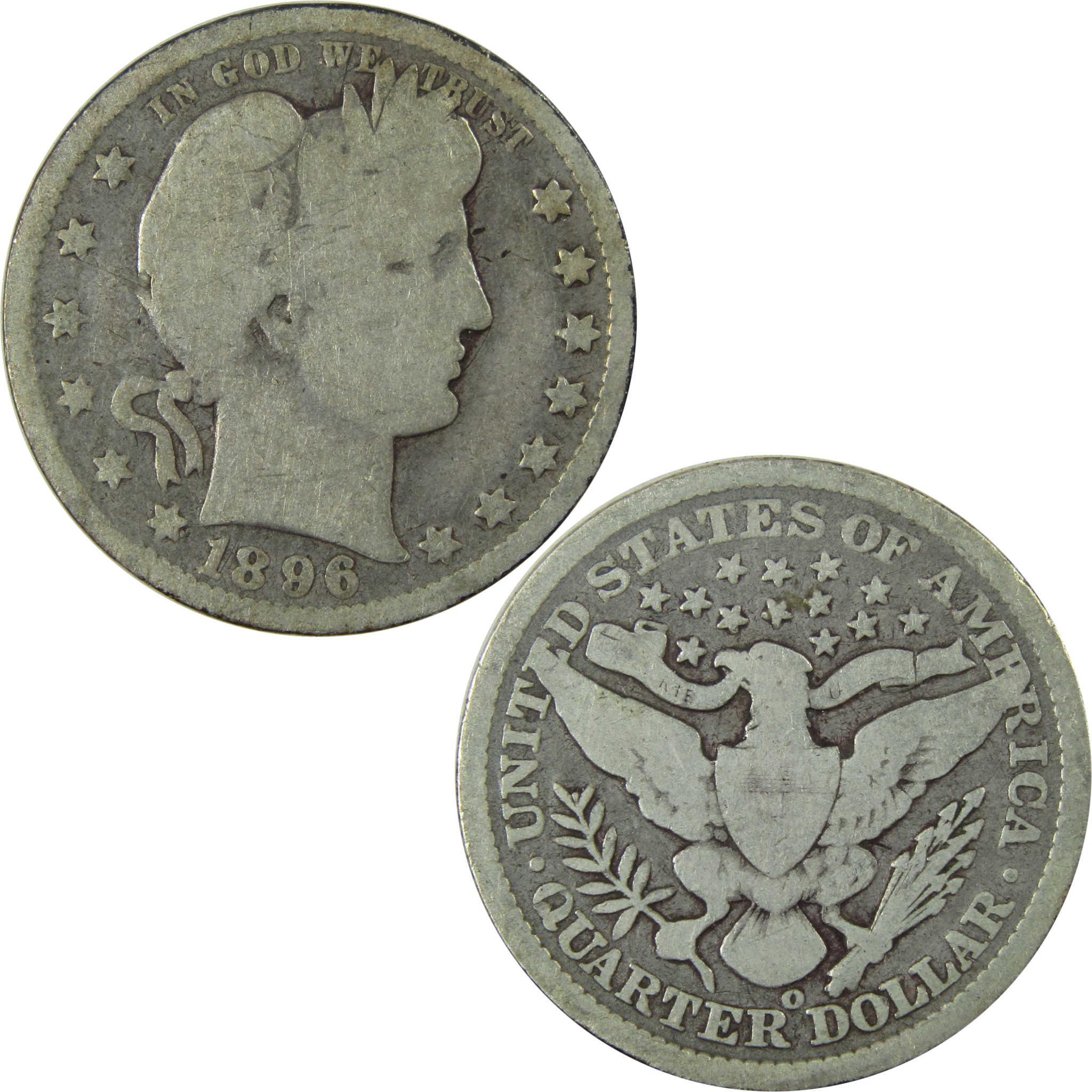 1896 O Barber Silver Quarter AG About Good 25c Coin SKU:I25948