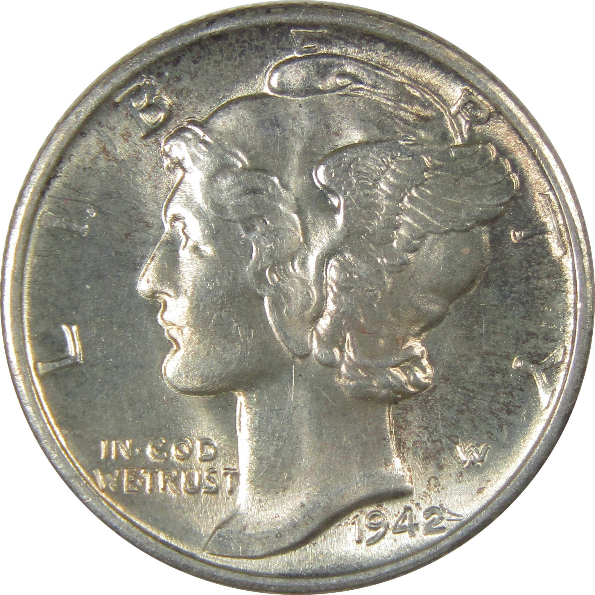 1942 Mercury Silver 10c BU Choice Uncirculated Mint State SKU:I24010