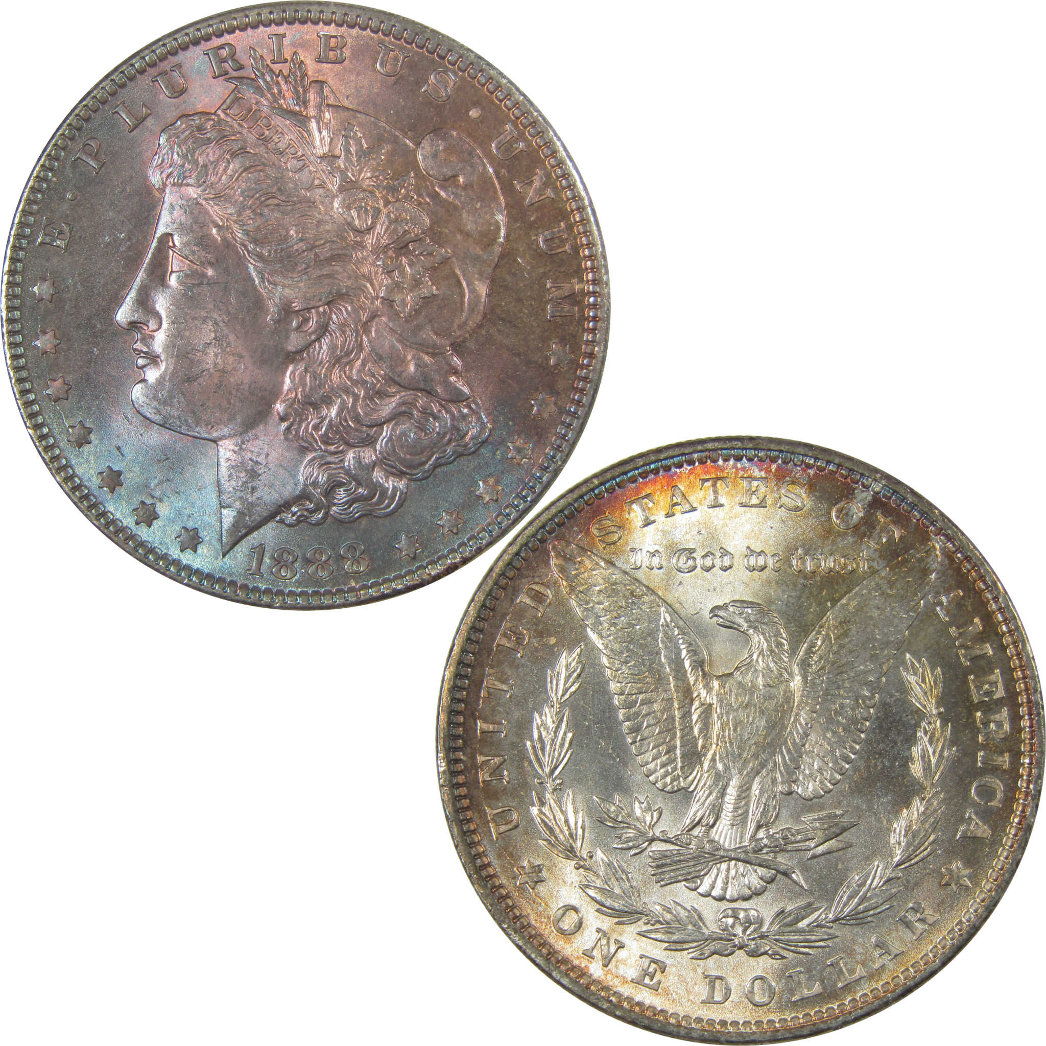 1888 Morgan Dollar Uncirculated Silver $1 Coin Toned SKU:CPC1002