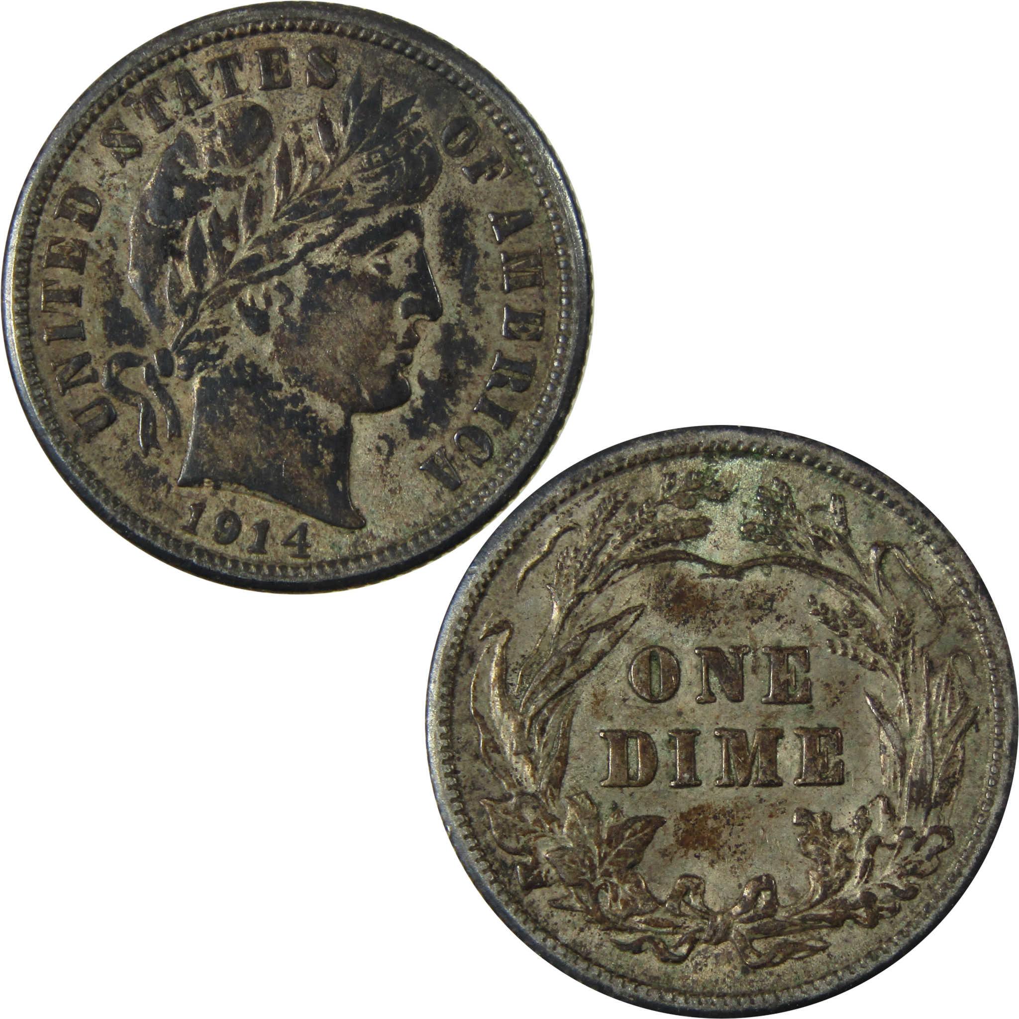1914 Barber Silver Dime XF EF Extremely Fine 10c Coin SKU:CP1000