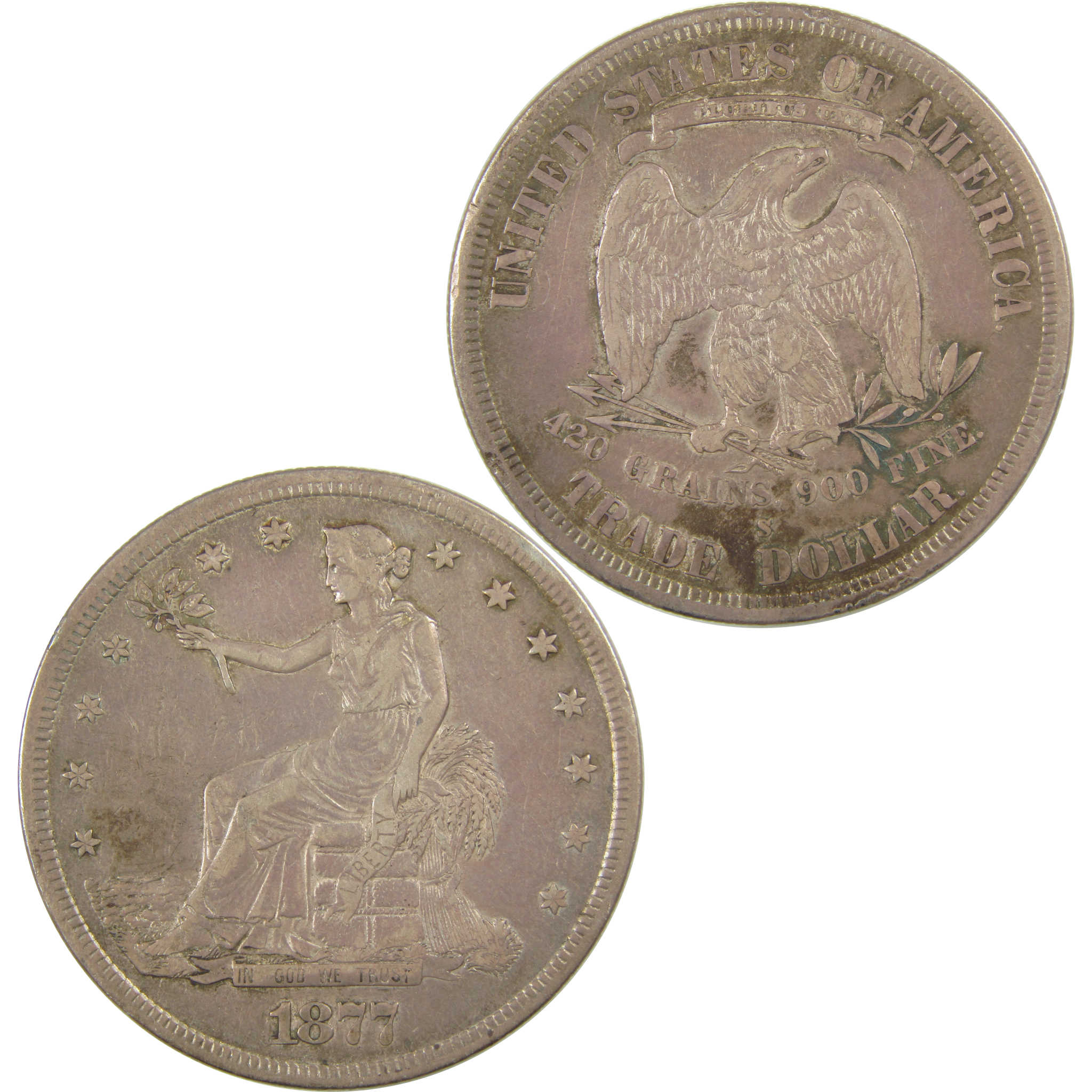 1877 S Trade Dollar XF EF Extremely Fine Silver $1 Coin SKU:I22435