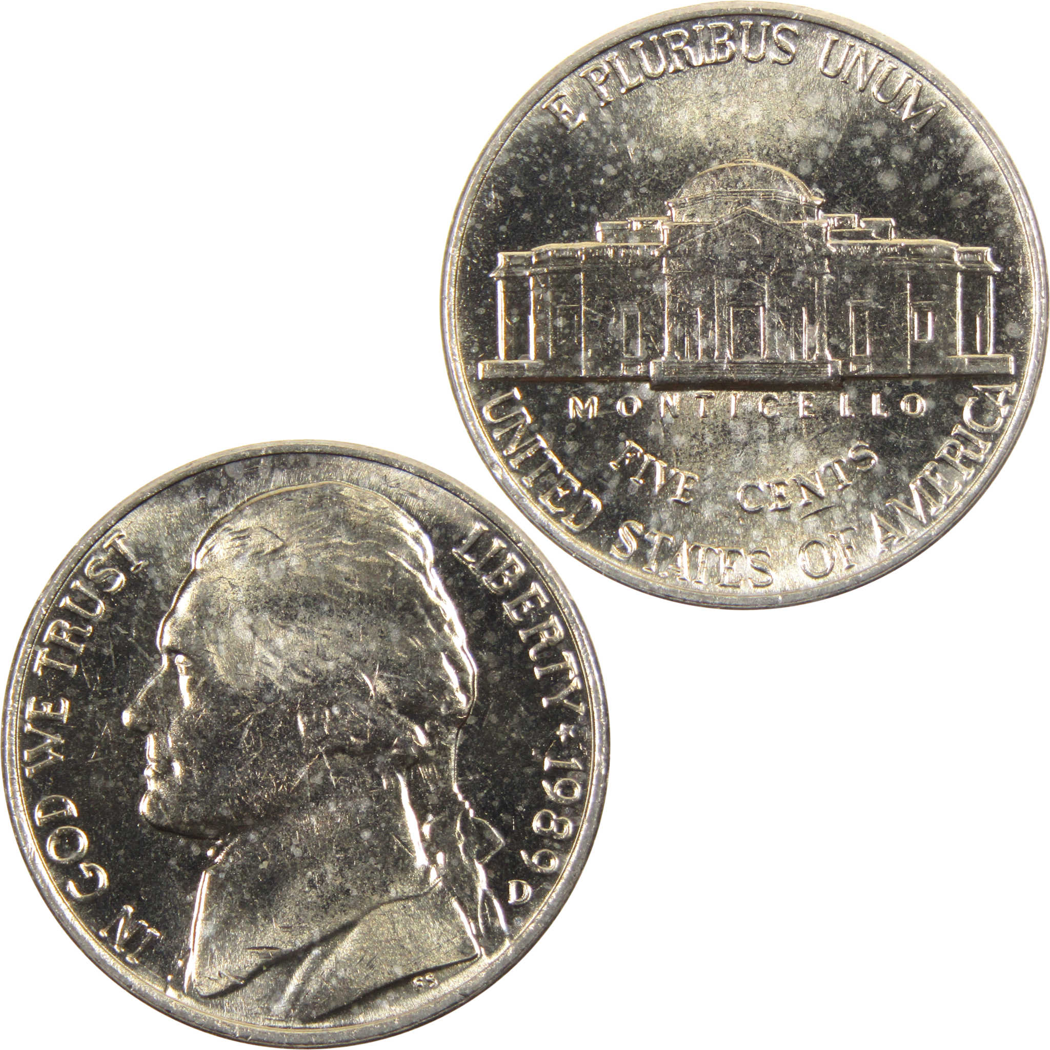 1989 D Jefferson Nickel BU Uncirculated 5c Coin