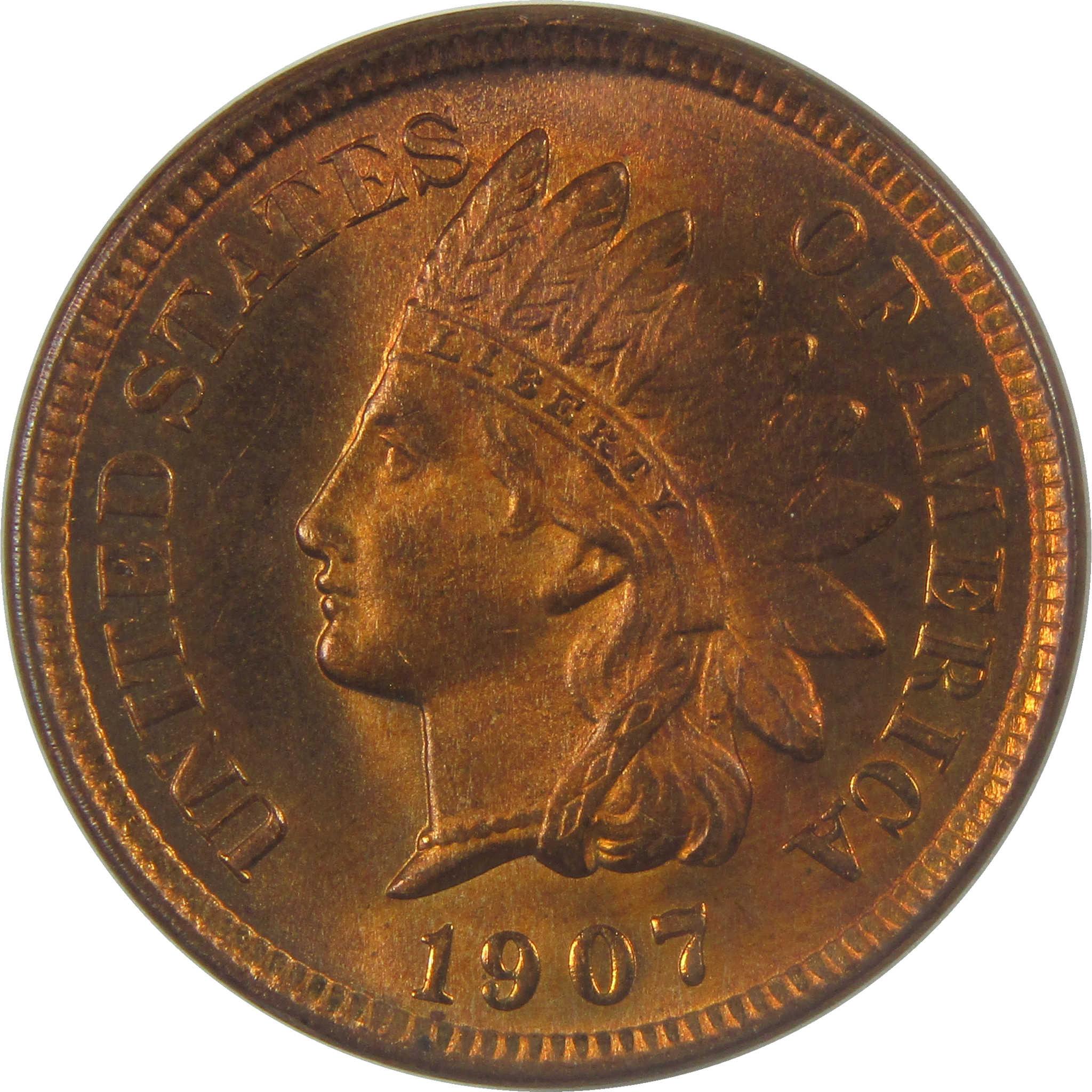 1907 Indian Head Cent BU Very Choice Uncirculated Red Brown Penny