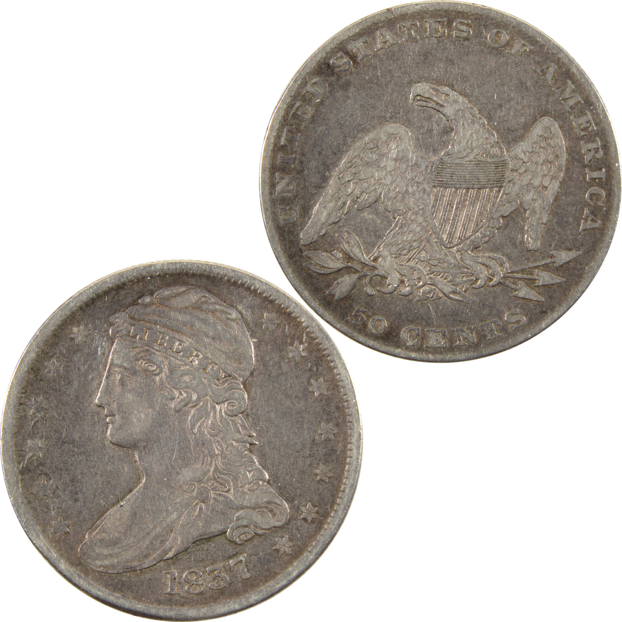 1837 Capped Bust Half Dollar VF Very Fine 90% Silver 50c SKU:I10322