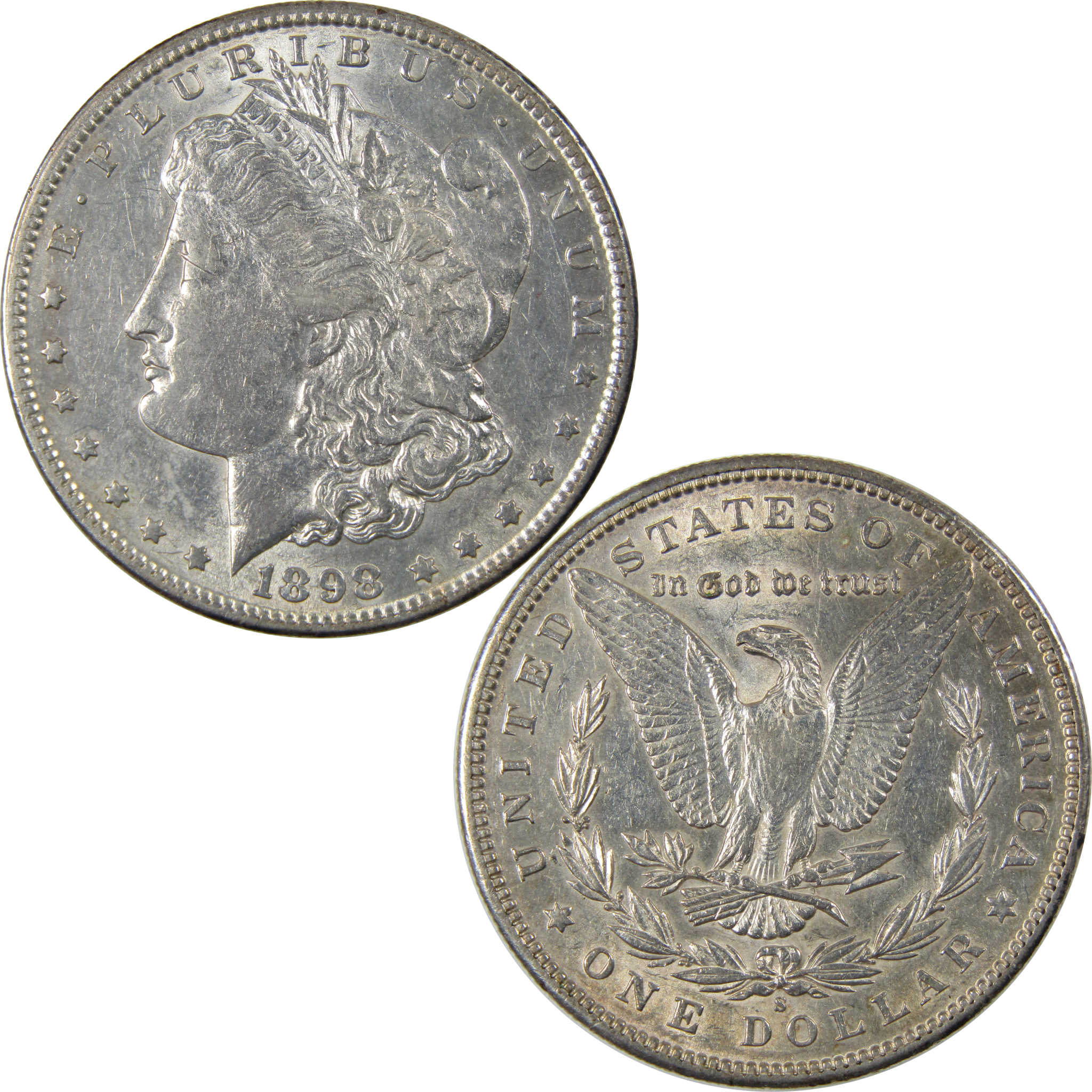 1898 S Morgan Dollar AU About Uncirculated Silver $1 Coin SKU:I23703