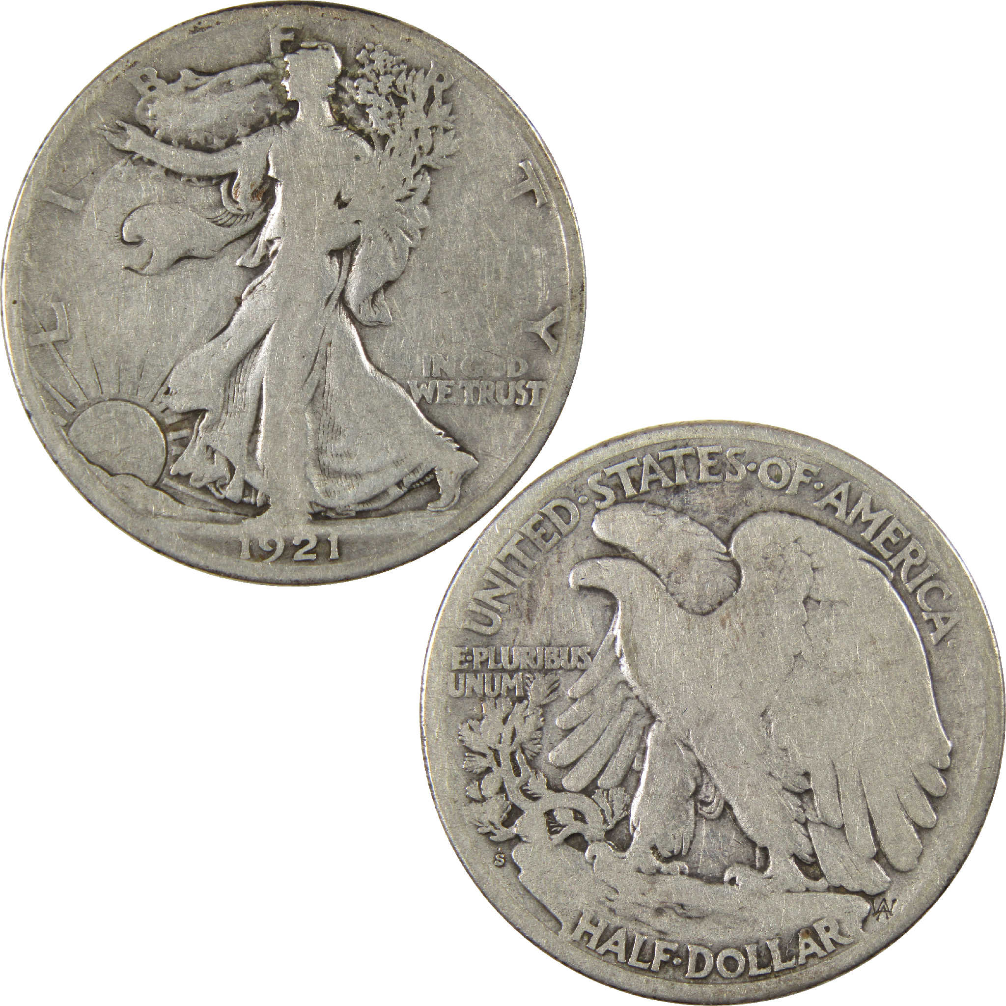 1921 S Liberty Walking Half Dollar VG Very Good Silver 50c SKU:I11636