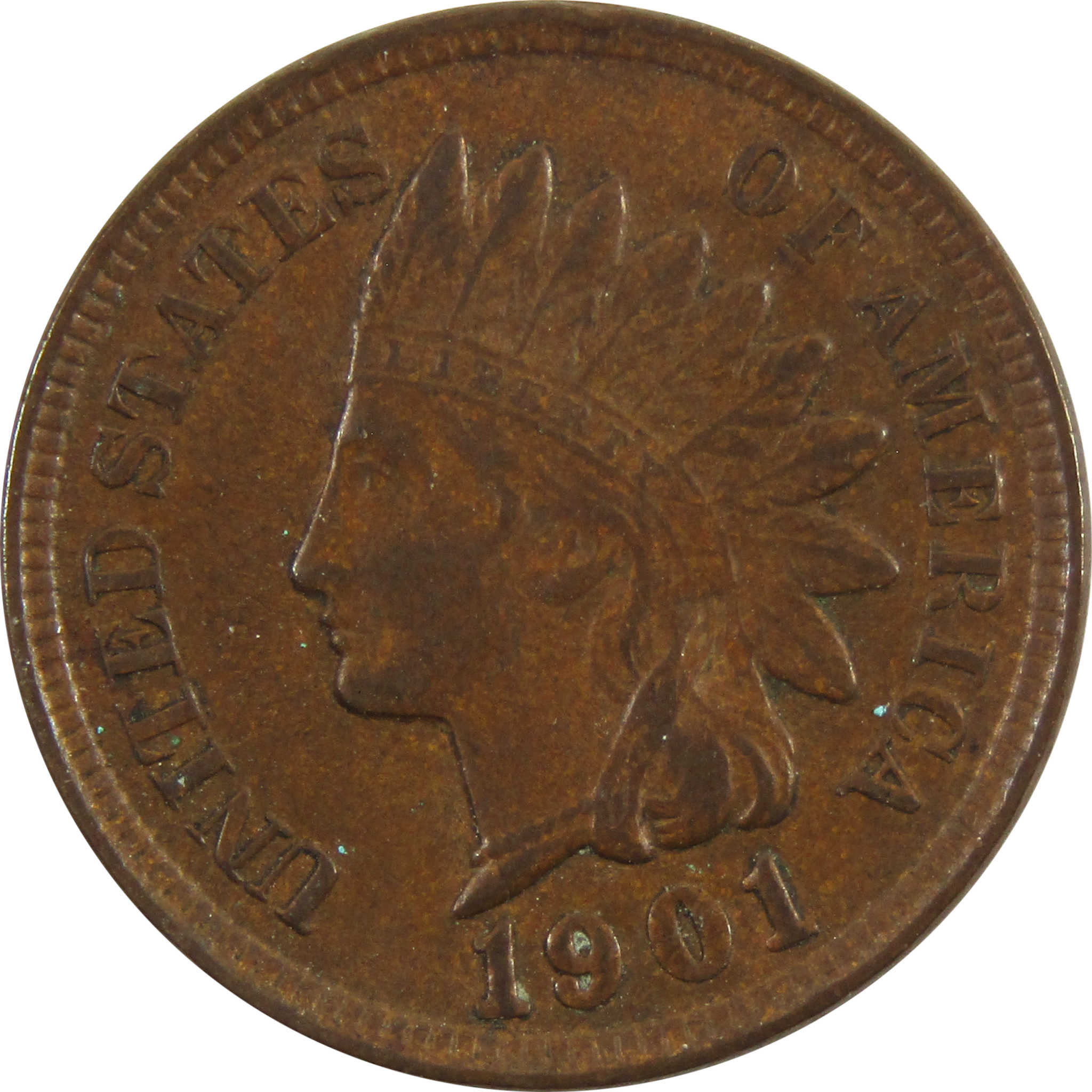 1901 Indian Head Cent AU About Uncirculated Penny 1c Coin SKU:I11131
