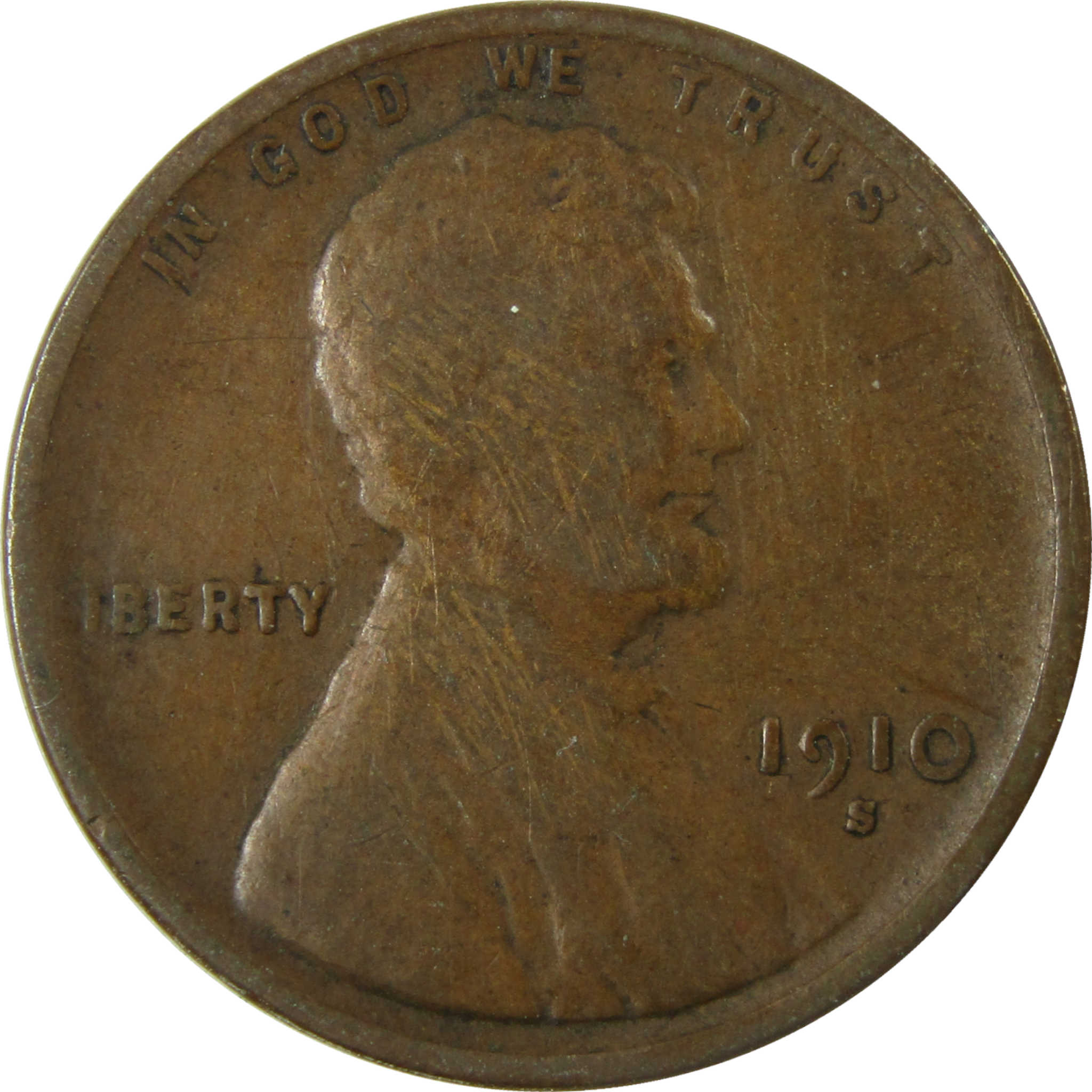 1910 S Lincoln Wheat Cent F Fine Details Penny 1c Coin SKU:I28118