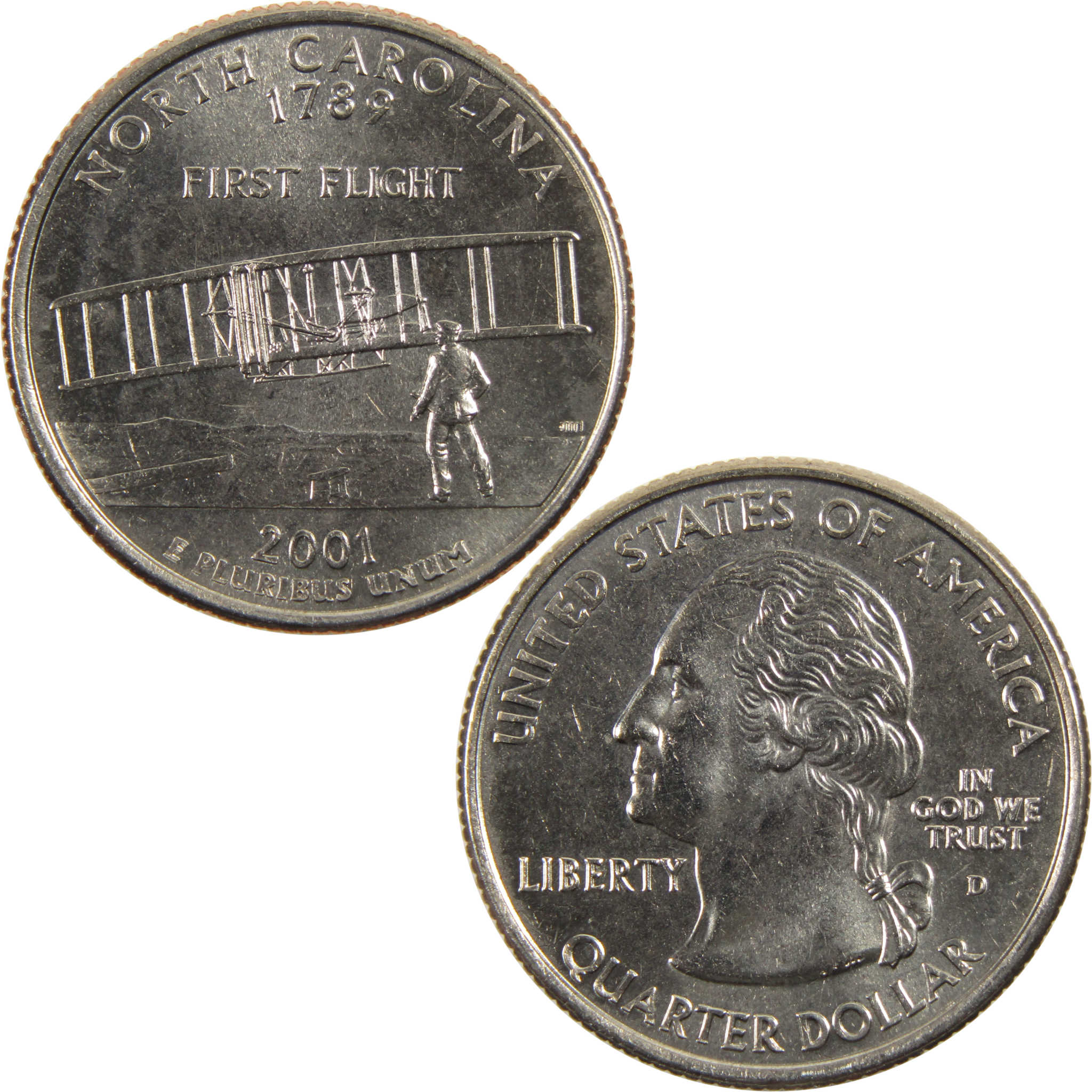 2001 D North Carolina State Quarter BU Uncirculated Clad 25c Coin