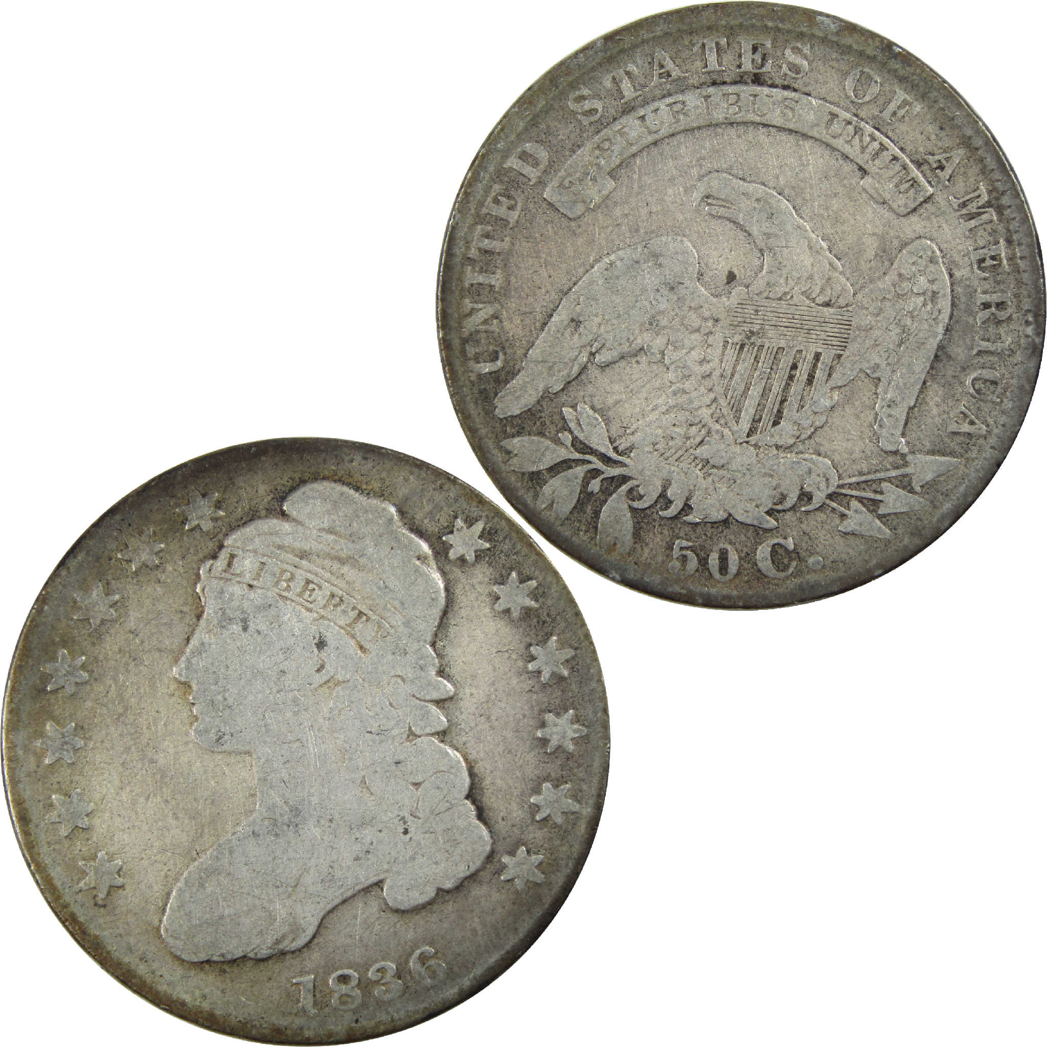 1836 Lettered Edge Capped Bust Half Dollar AG Silver 50c Coin SKU:I11752