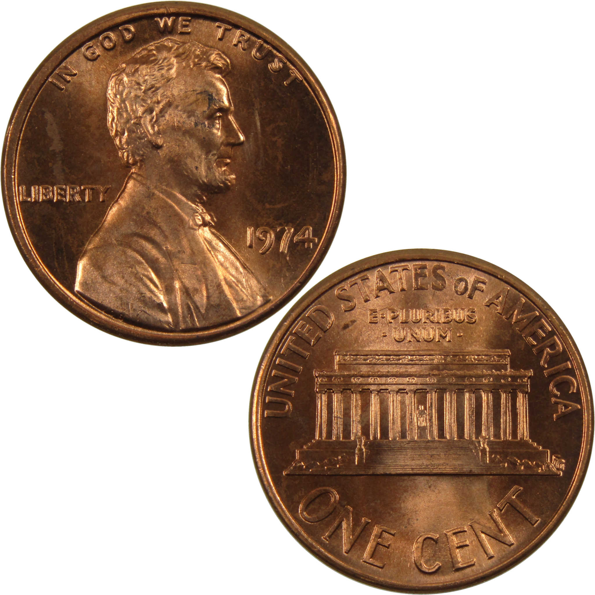 1974 Lincoln Memorial Cent BU Uncirculated Penny 1c Coin