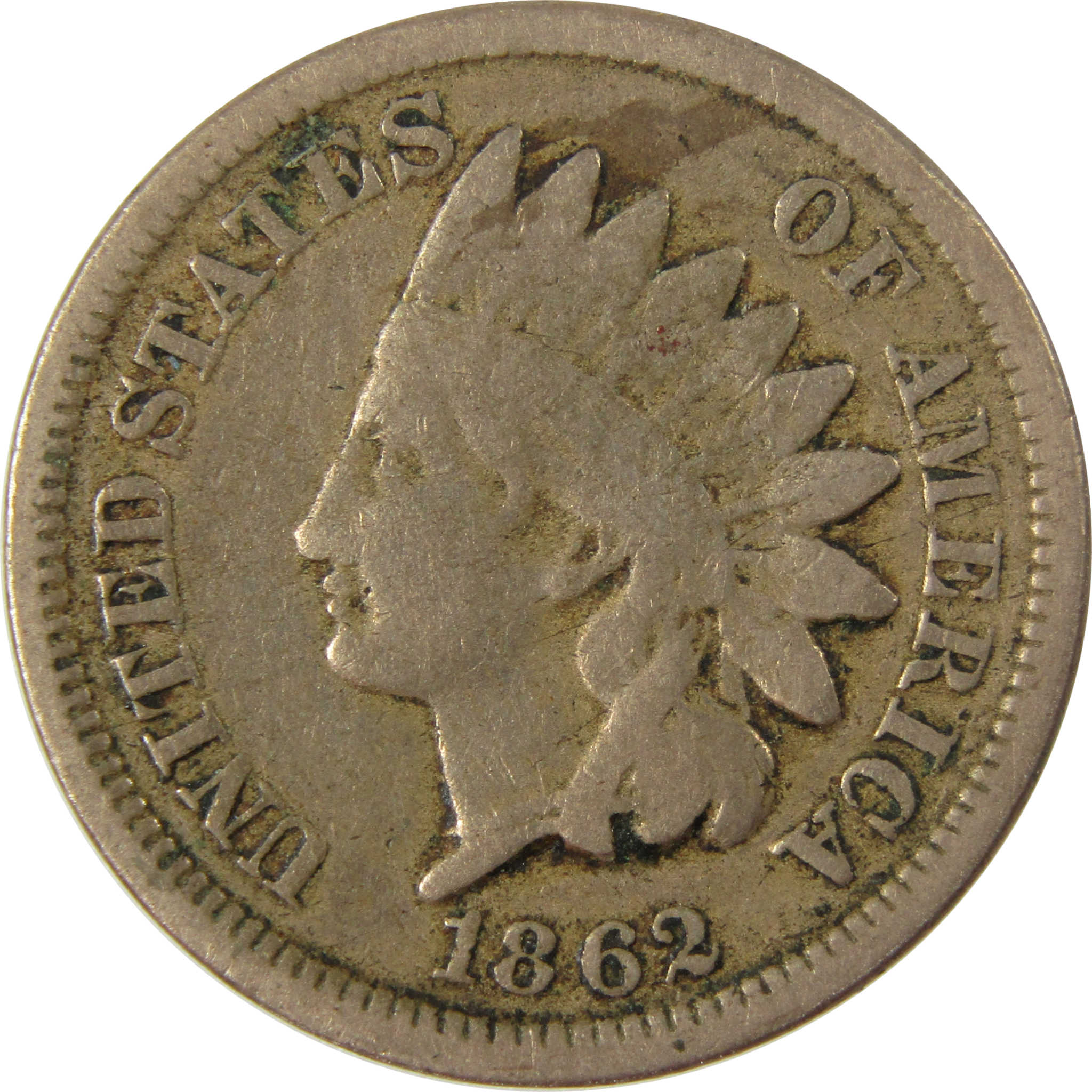1862 Indian Head Cent G Good Details Penny 1c Coin SKU:CP1250