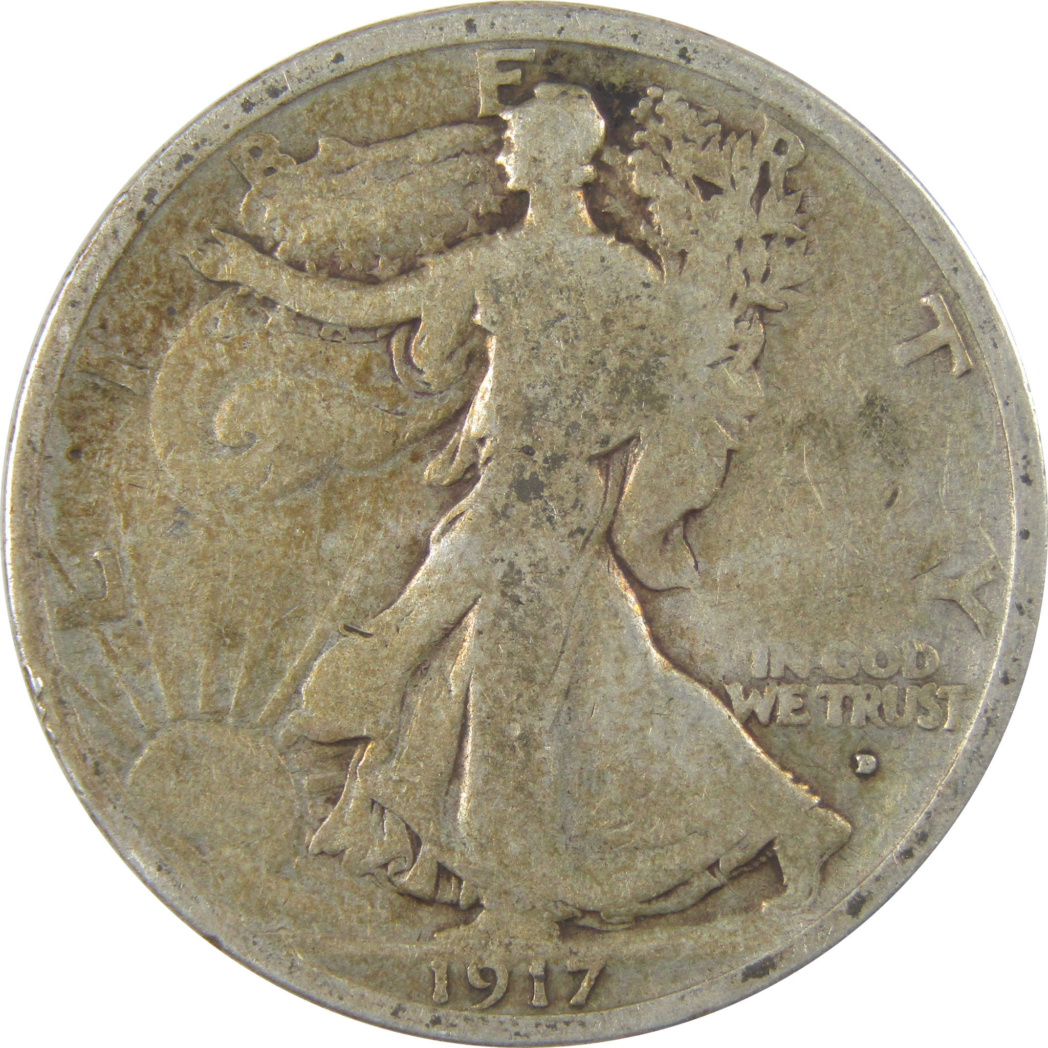 1917 D Obverse Liberty Walking Silver 50c VG Very Good SKU:I24120