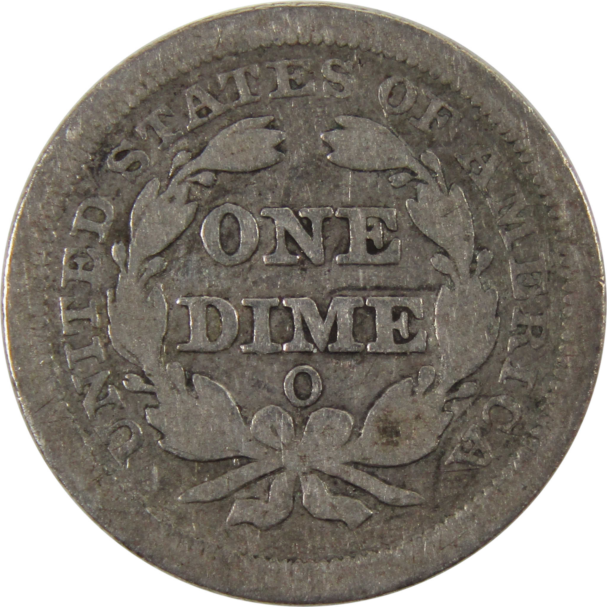 1854 O Seated Liberty Dime F Fine 90% Silver 10c Coin SKU:I10101