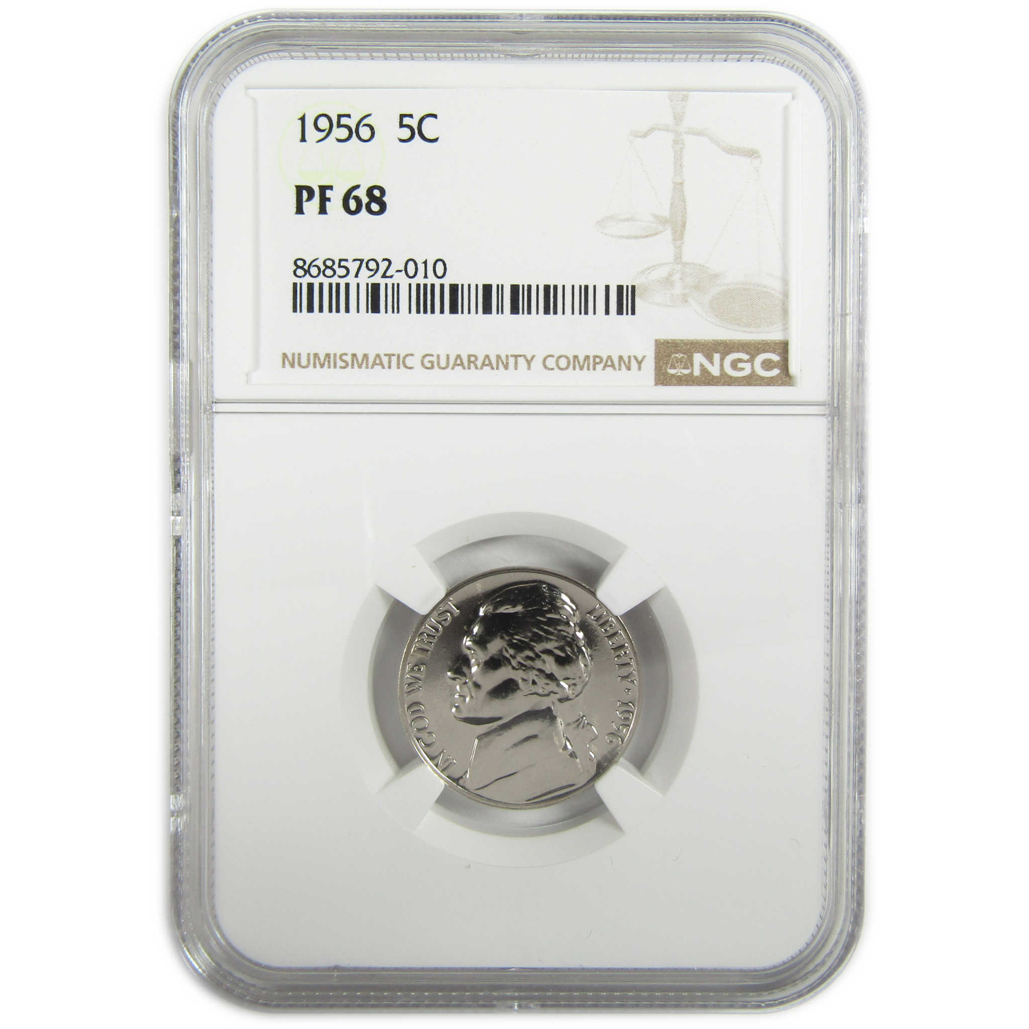 1956 Jefferson Nickel PF 68 NGC Proof 5c Coin Collectible SKU:I27371
