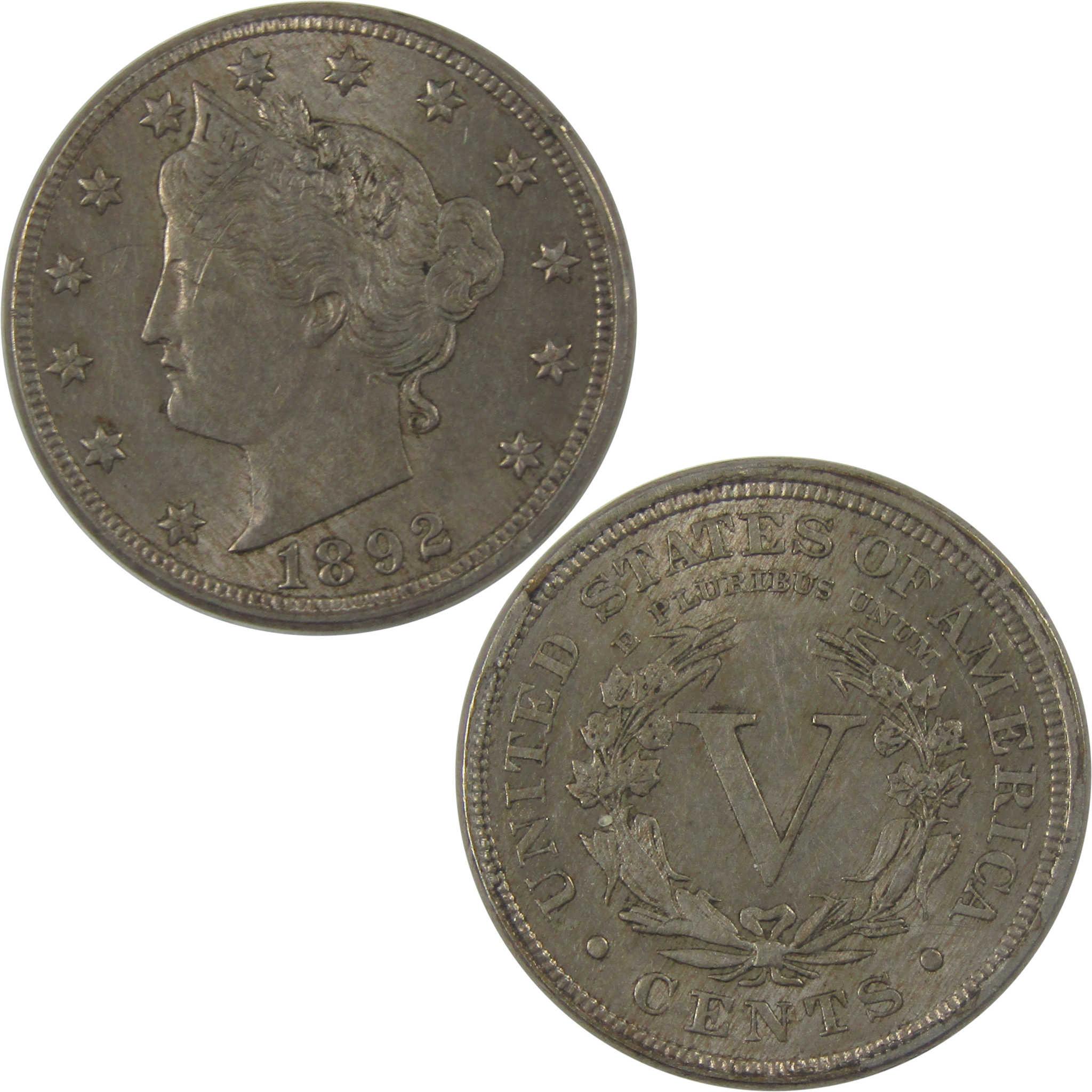 1892 Liberty Head V Nickel CH AU Choice About Uncirculated SKU:I23961