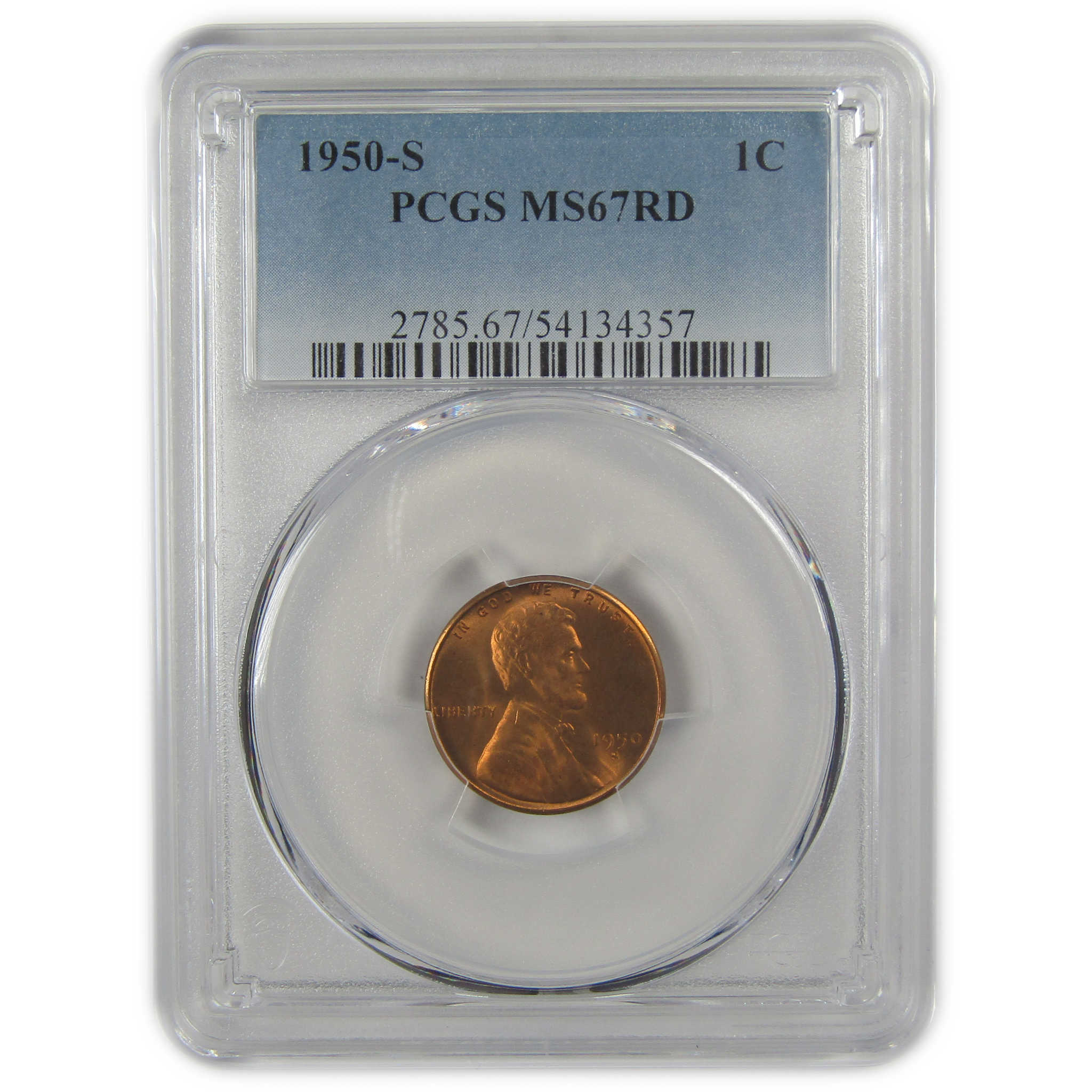 1950 S Lincoln Wheat Cent MS 67 RD PCGS Penny Uncirculated SKU:I22413