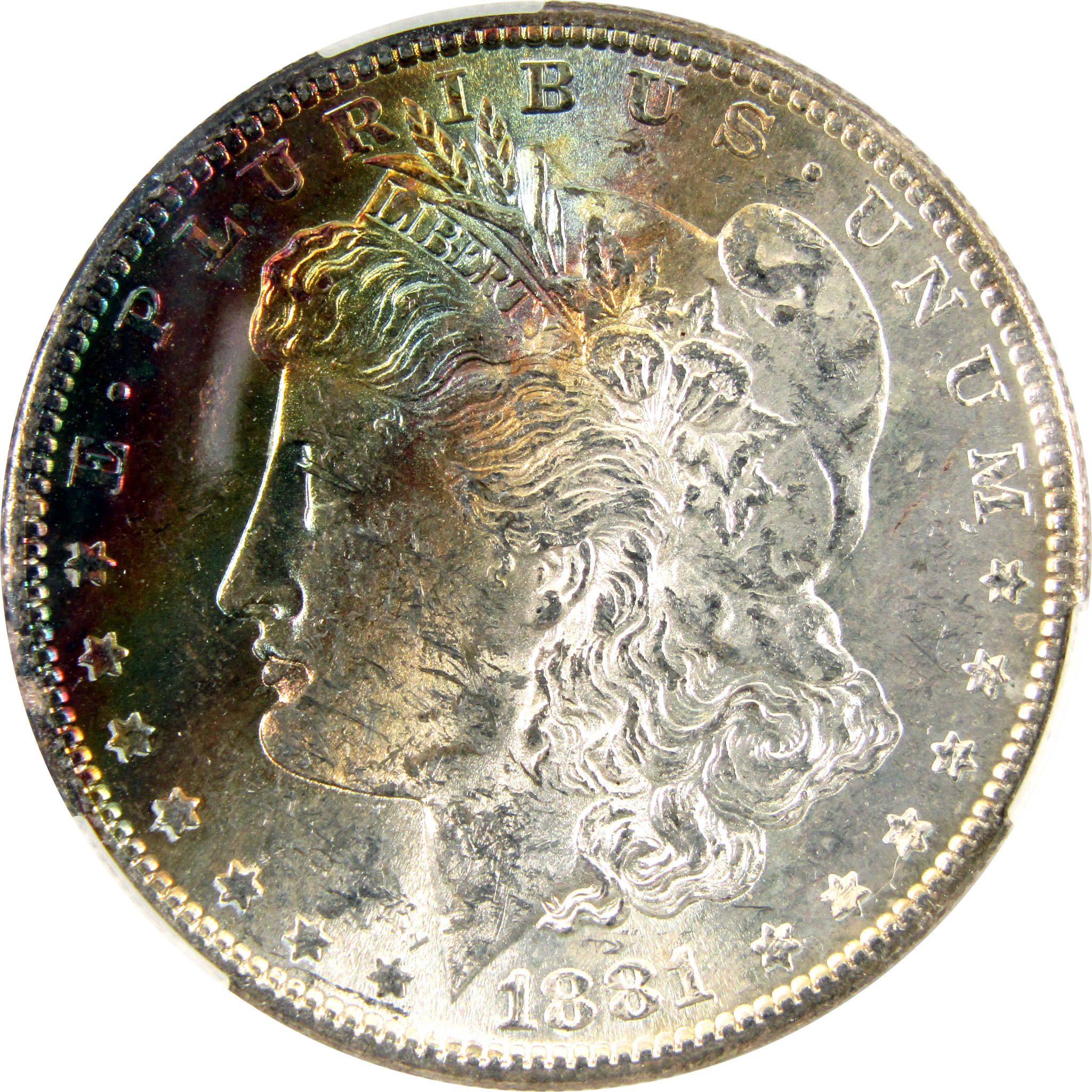 1881 S Morgan Dollar MS 61 CAC 90% Silver $1 Unc Toned SKU:I10490