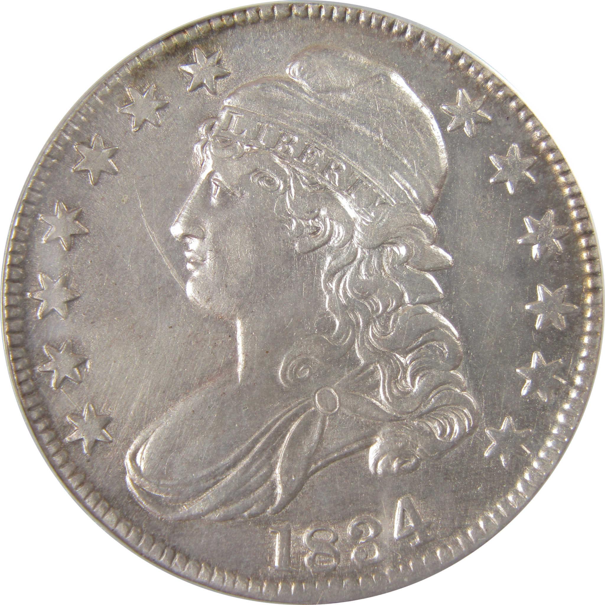 1834 Lg Date Sm Ltrs Capped Bust 50c AU 50 Details ANACS SKU:I24473